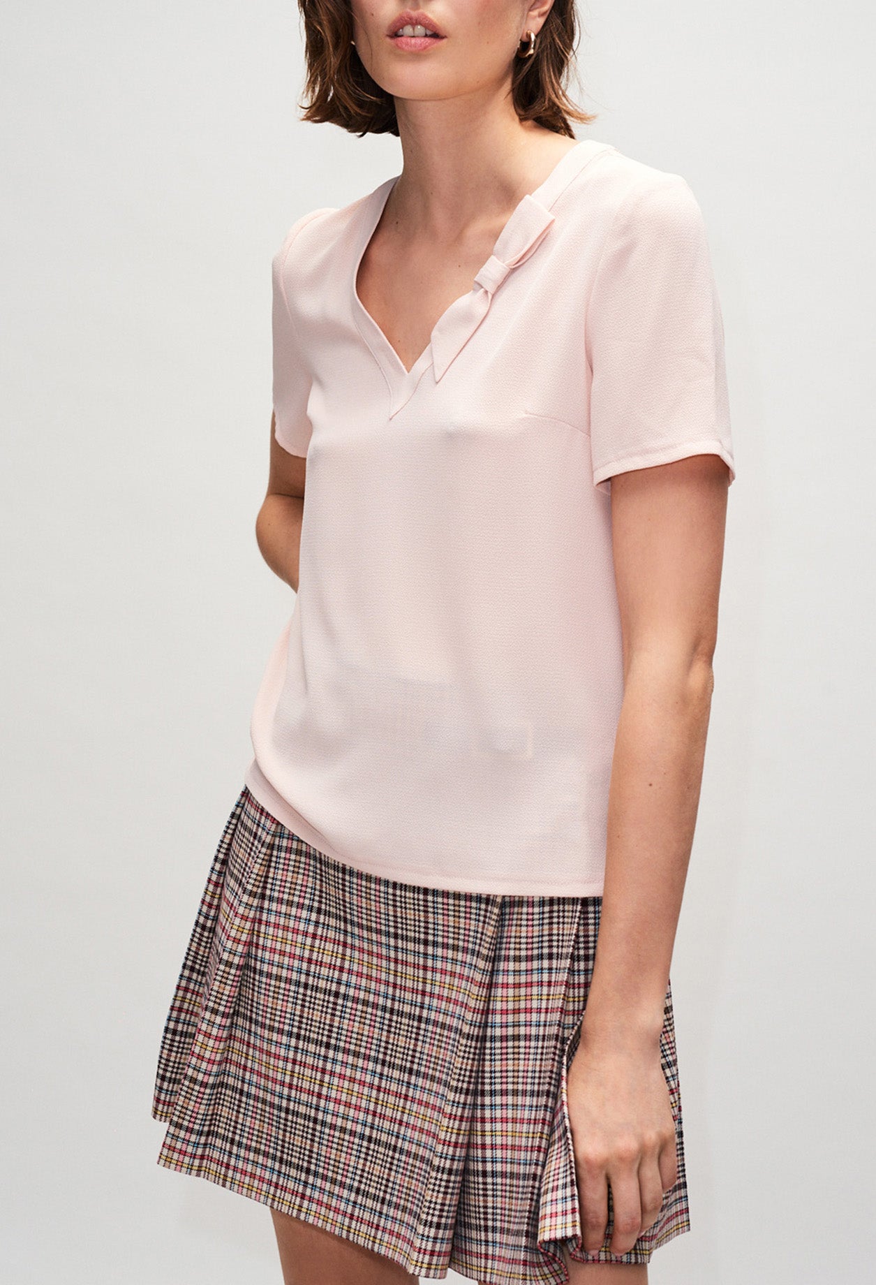 Top manches courtes col v détail nœud Faume - seconde main