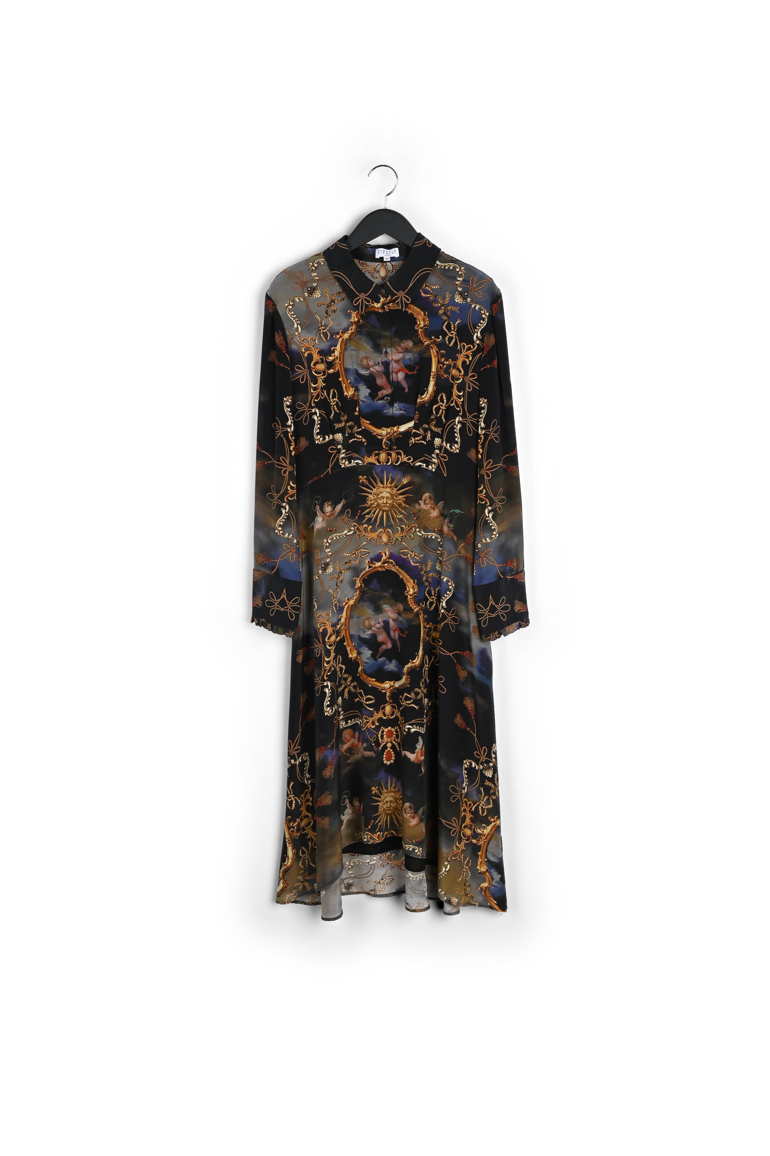 Robe longue en soie fluide imprim?�e