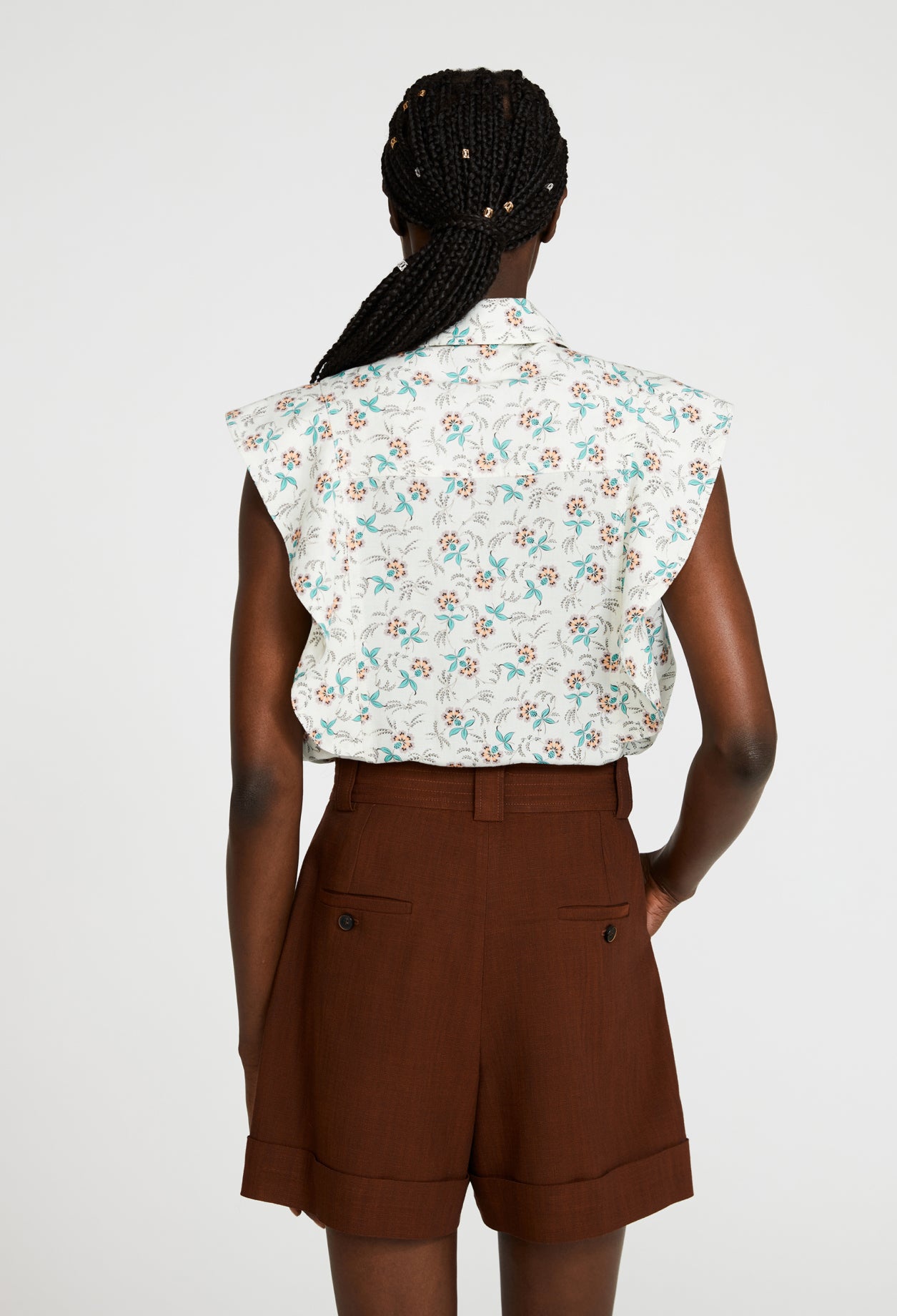 Chemise blanche imprimée sans manche Faume - seconde main