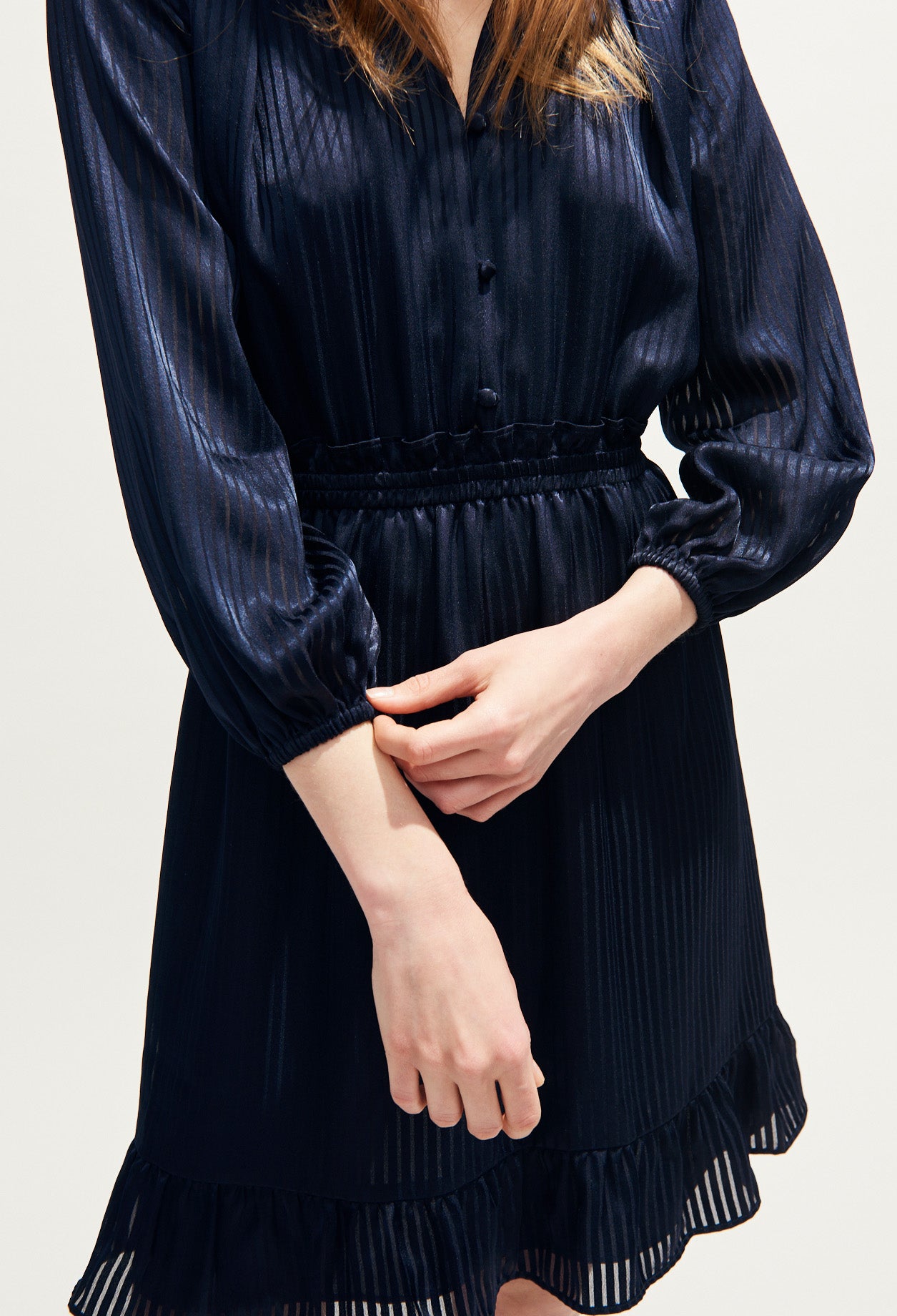 Robe fluide col V taille smockée motif Faume - seconde main