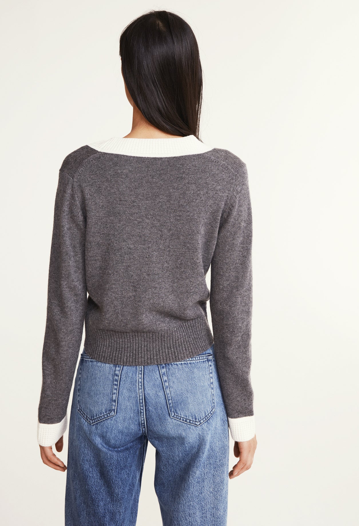 Cardigan bicolore en laine et cachemire Faume - seconde main