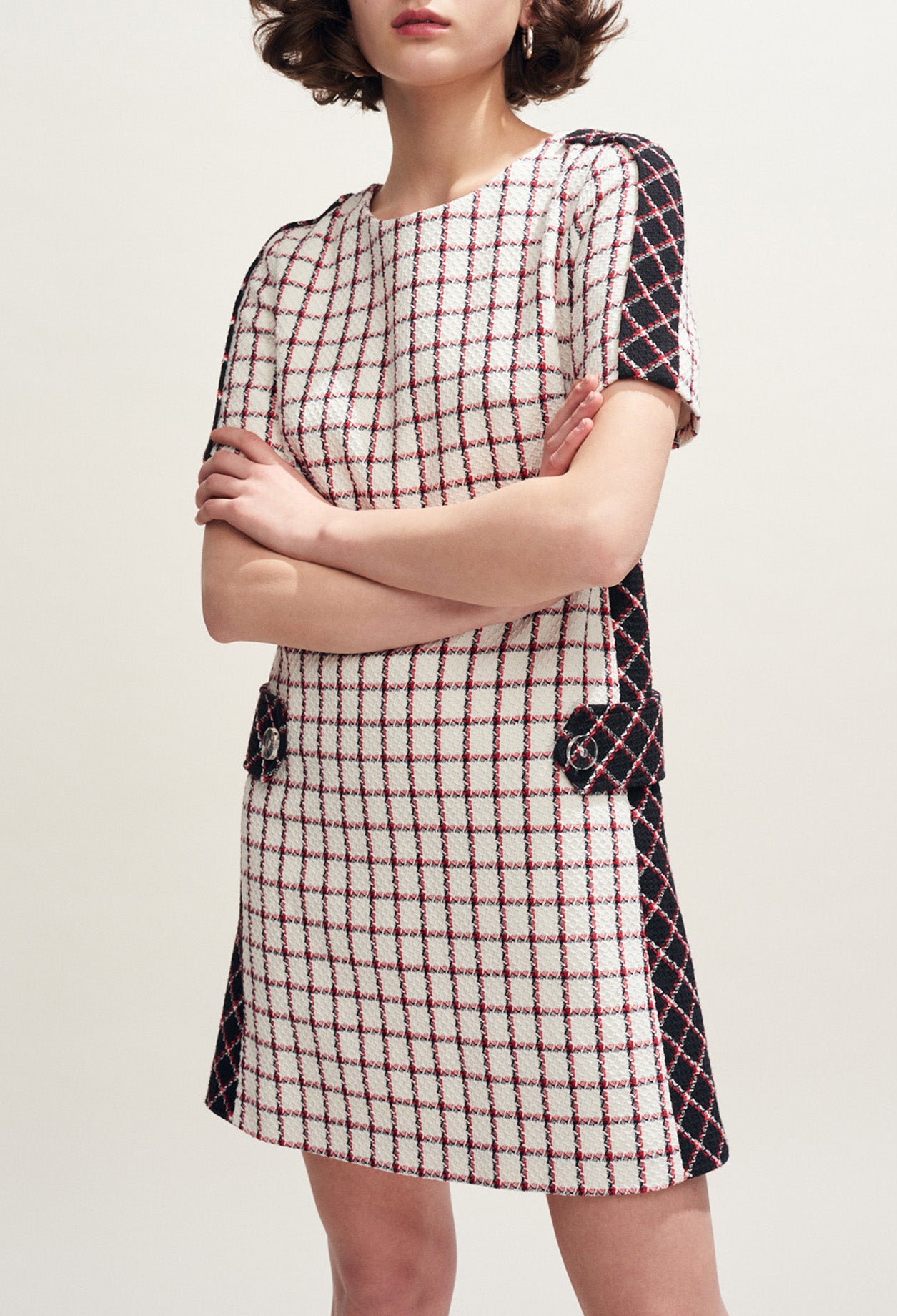 Robe droite en tweed à carreaux Faume - seconde main