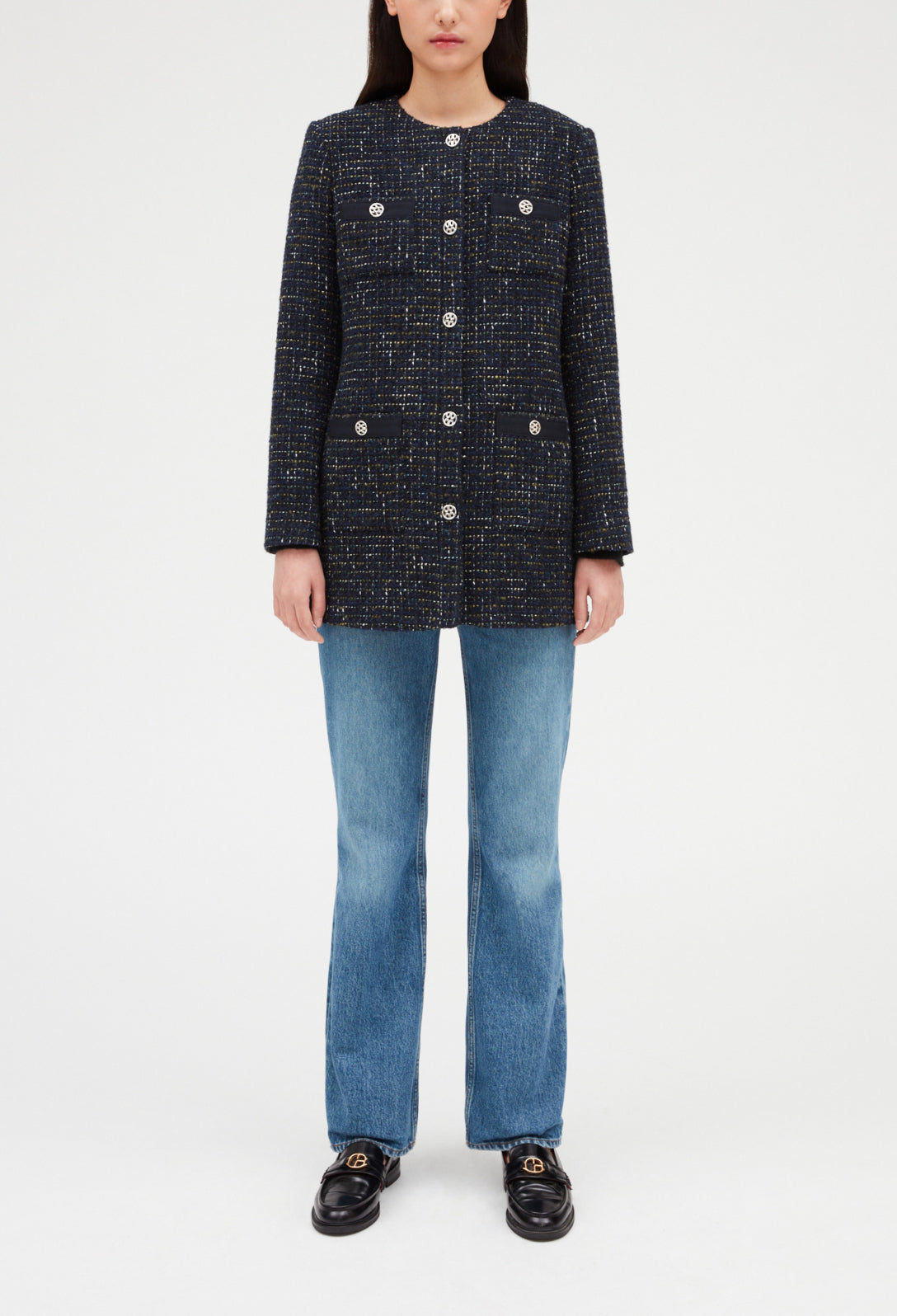 Manteau noir tweed Faume - seconde main