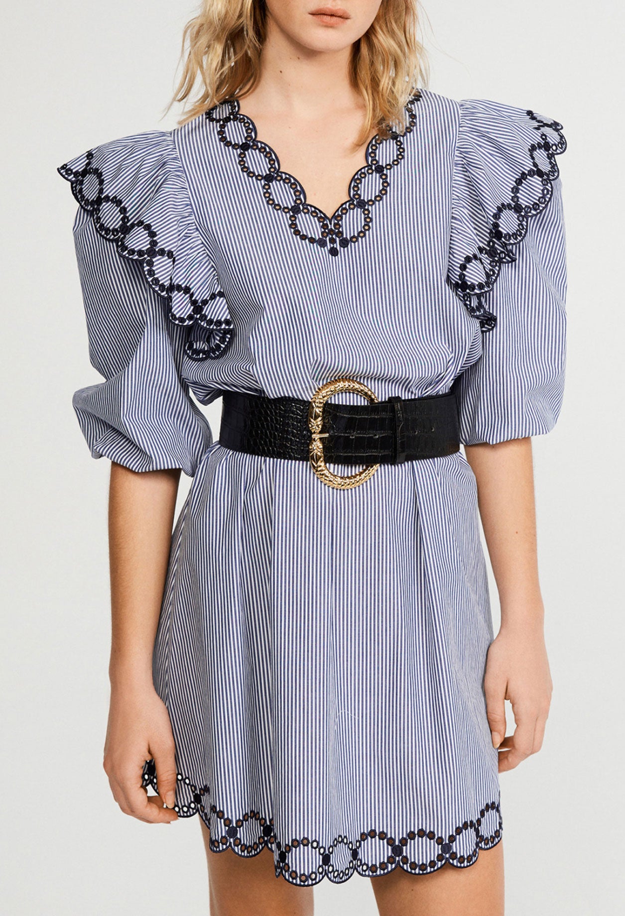 Robe trapèze brodée en coton biologique Faume - seconde main