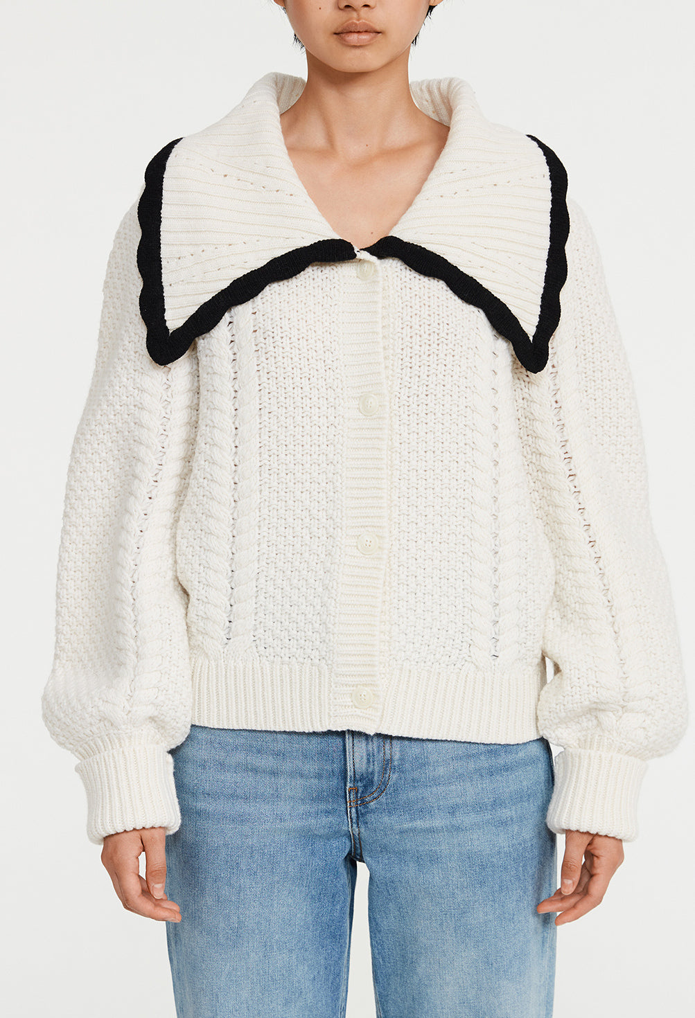 Cardigan bicolore col contrasté Faume - seconde main