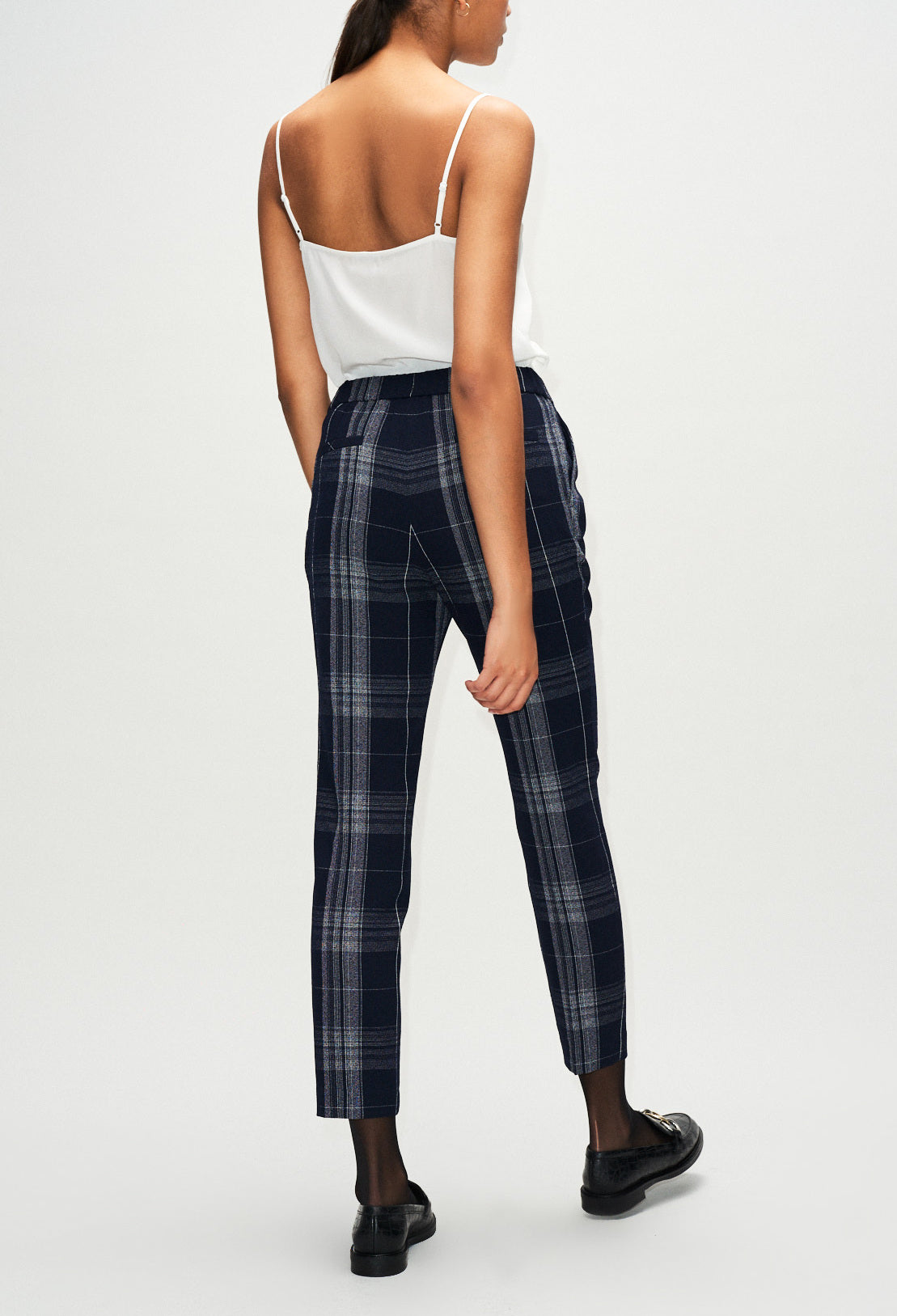 Pantalon à carreaux ceinture velours Faume - seconde main