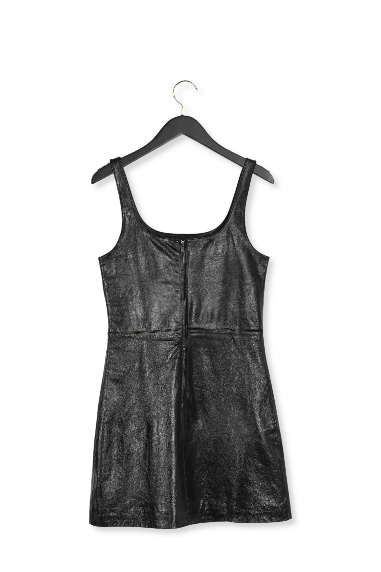 Robe courte chasuble cuir noir Faume - seconde main