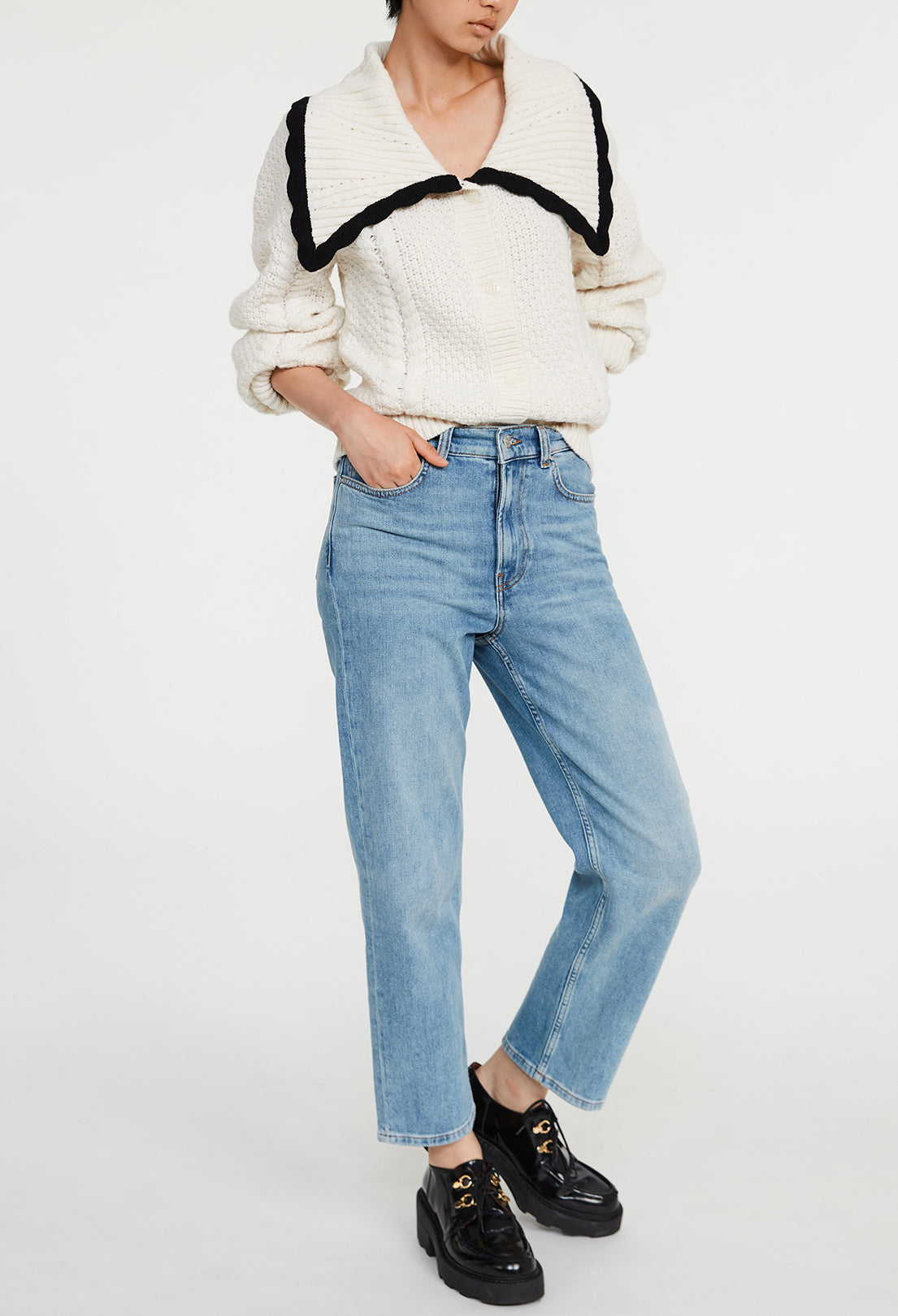 Cardigan bicolore col contrasté Faume - seconde main