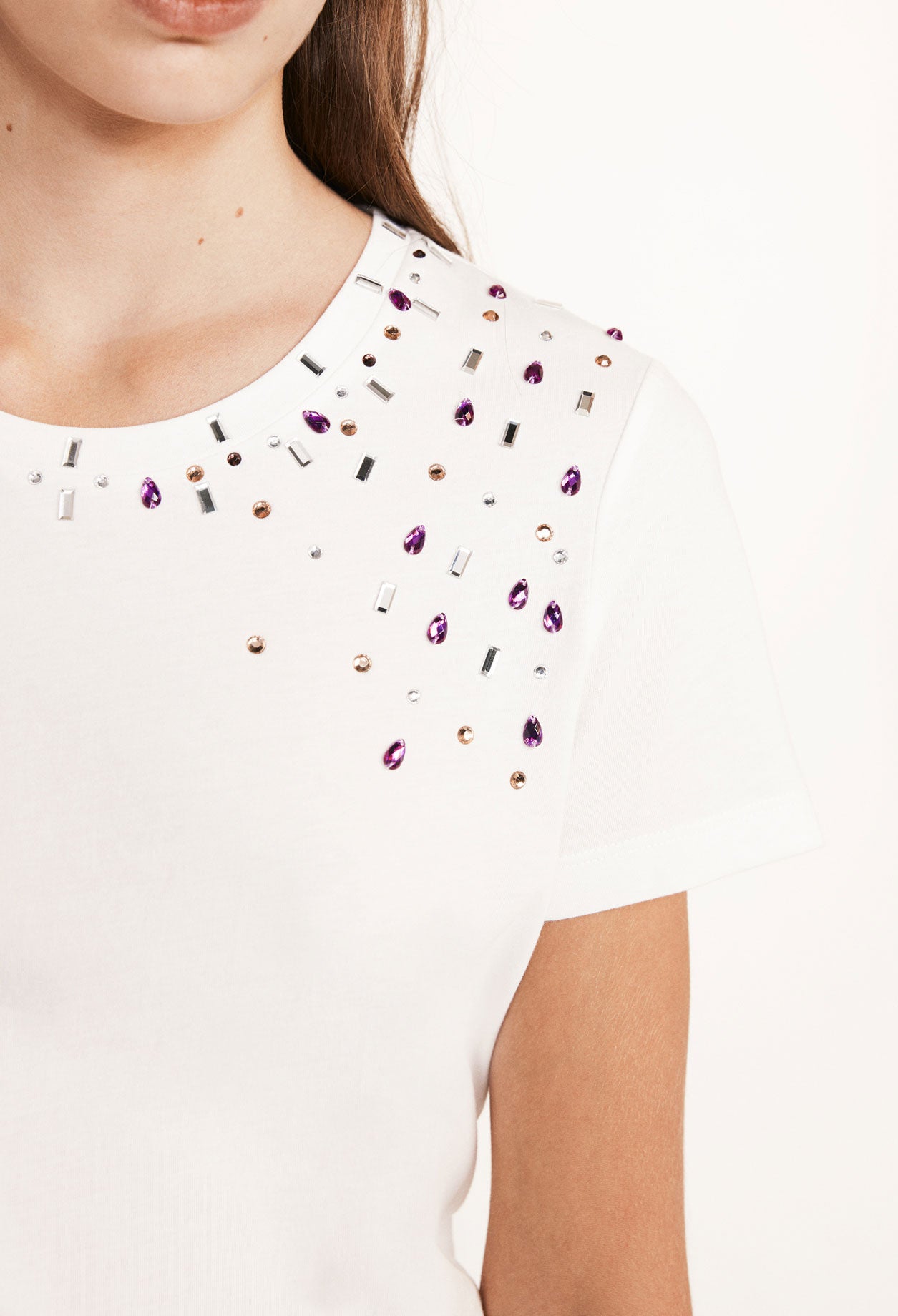 T-shirt blanc à strass Faume - seconde main