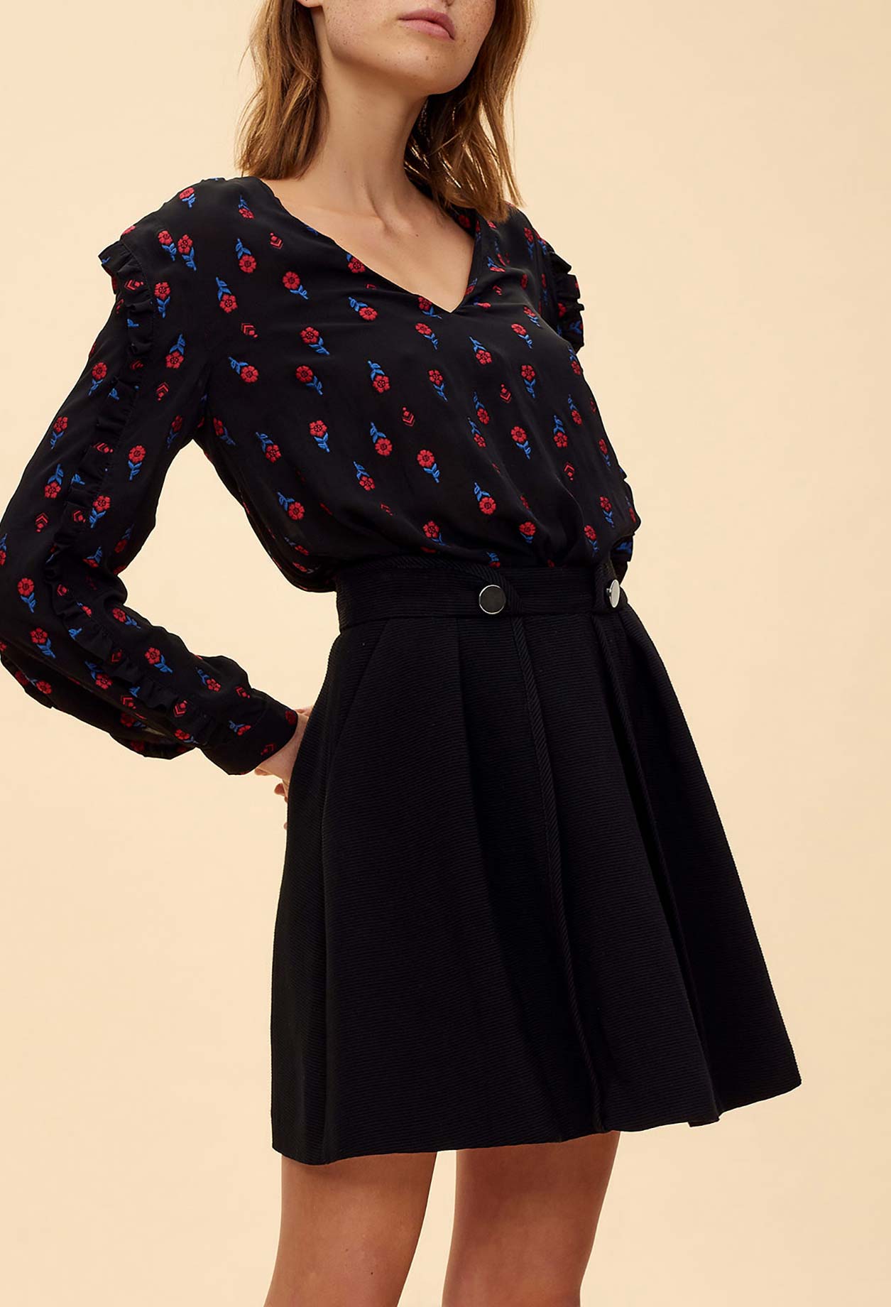 Jupe courte évasée en ottoman Faume - seconde main