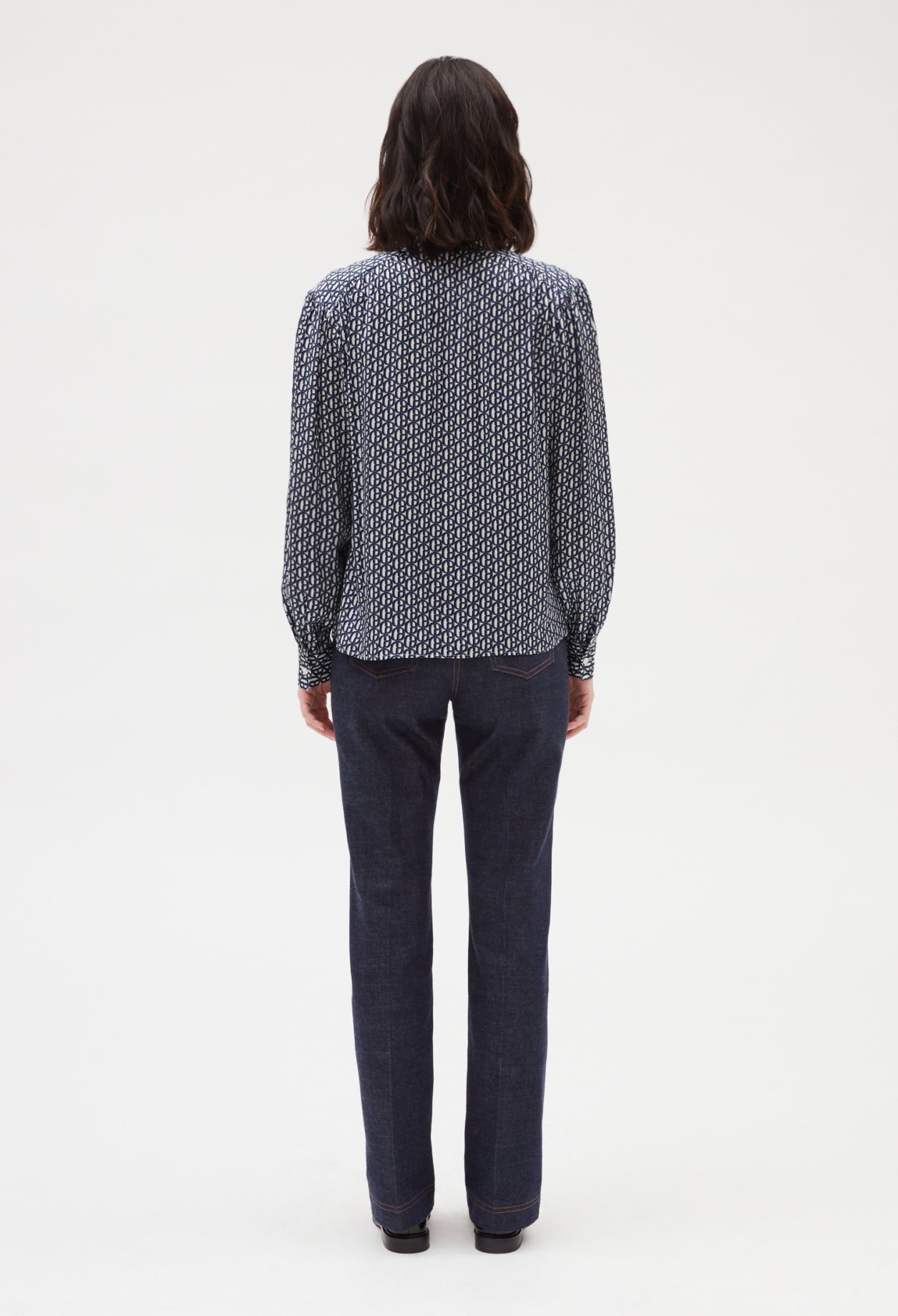 Chemise col lavallière amovible bleu Faume - seconde main