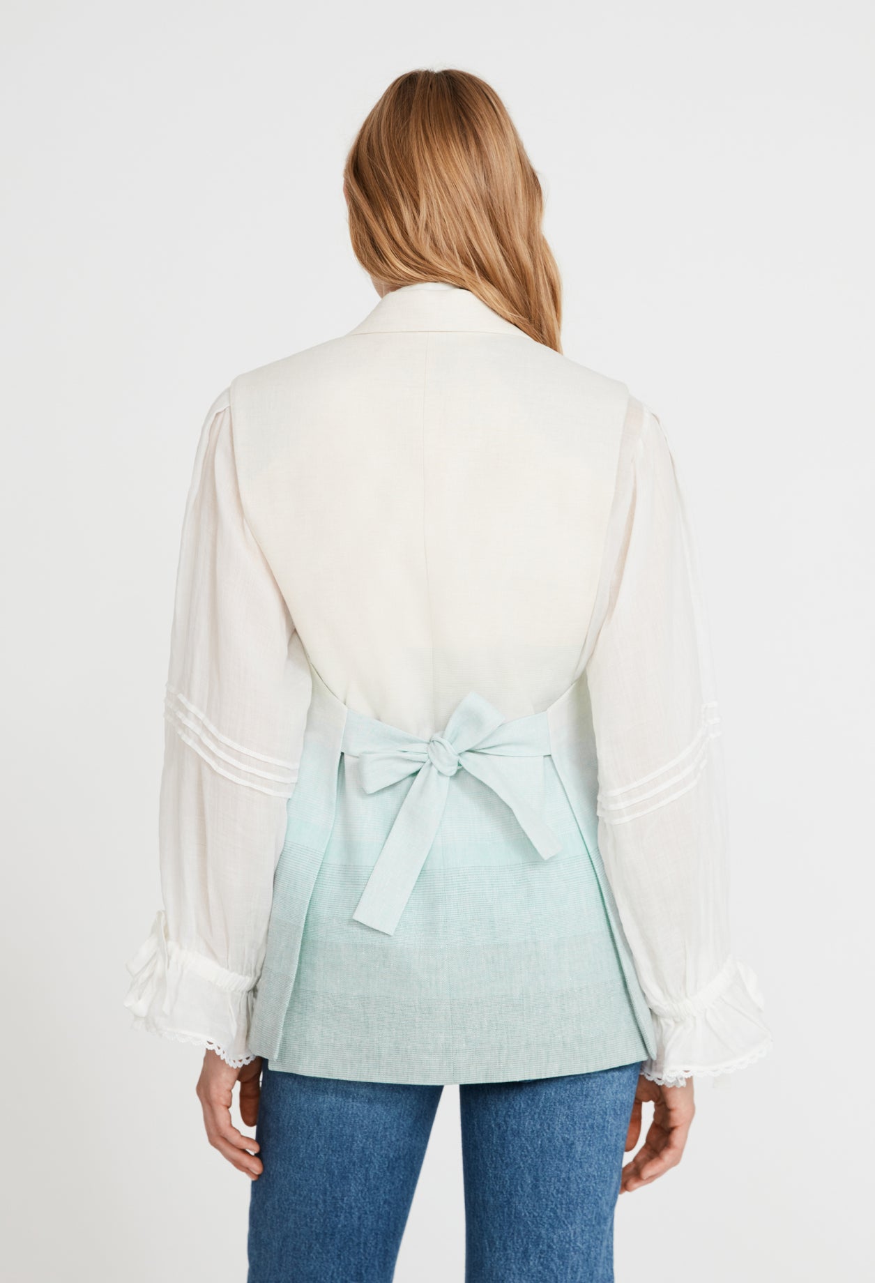 Veste bicolore tailleur sans manche Faume - seconde main