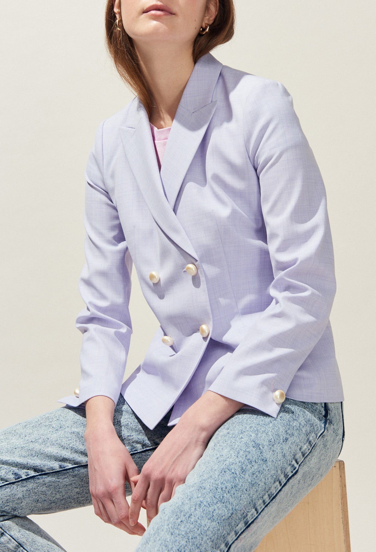 Veste tailleur croisée boutons perles Faume - seconde main