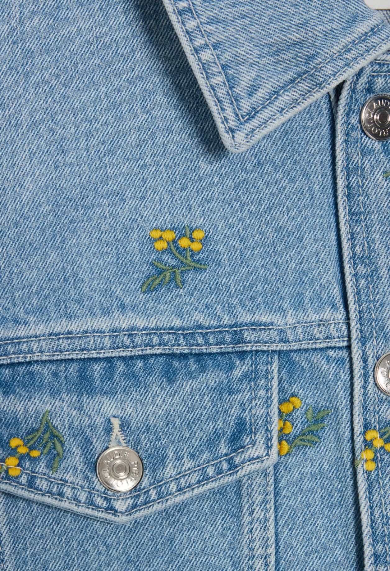 Veste jean broderies mimosa Faume - seconde main