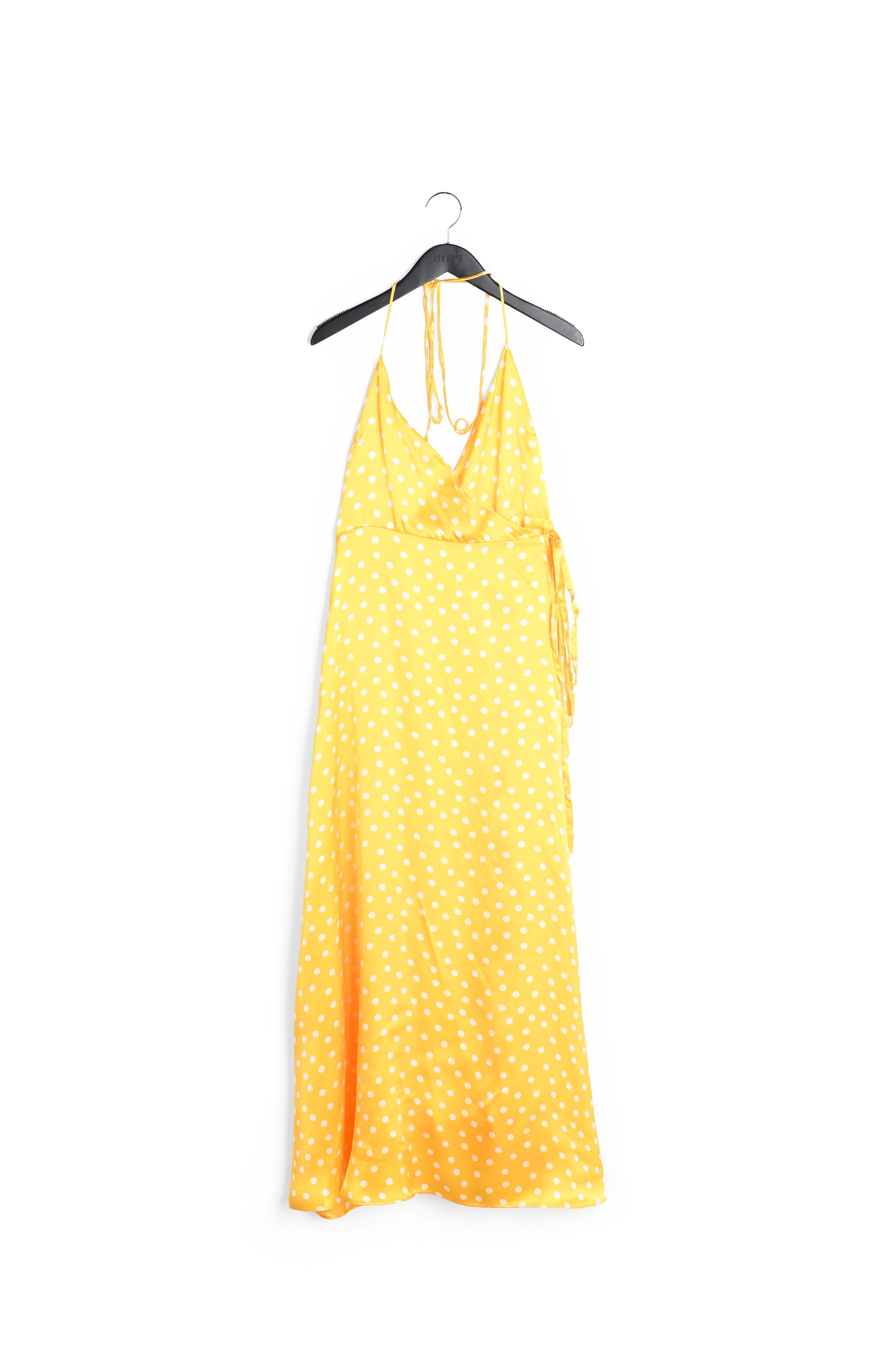 Robe longue portefeuille soie jaune Faume - seconde main