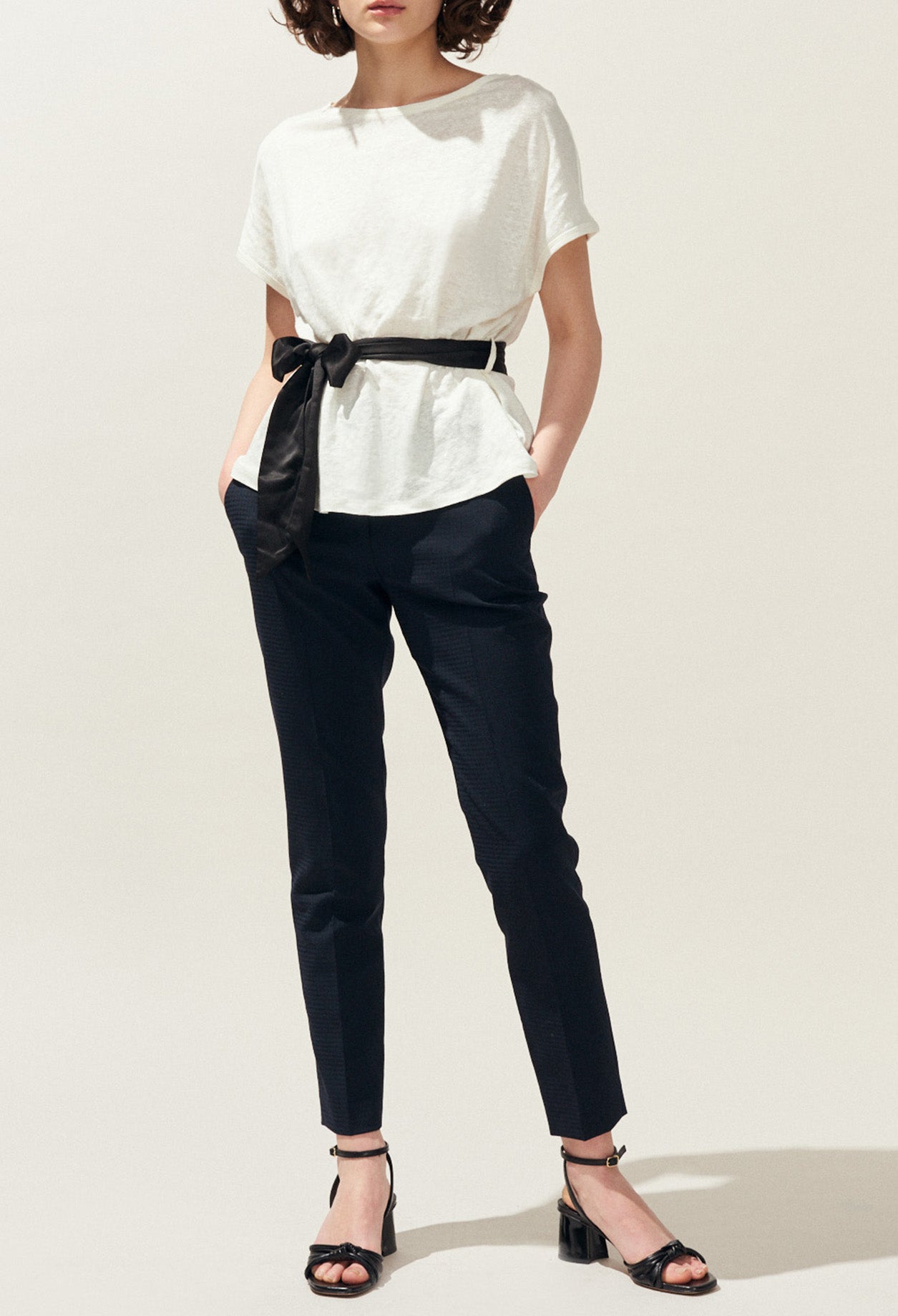 T-shirt en lin ceinturé Faume - seconde main