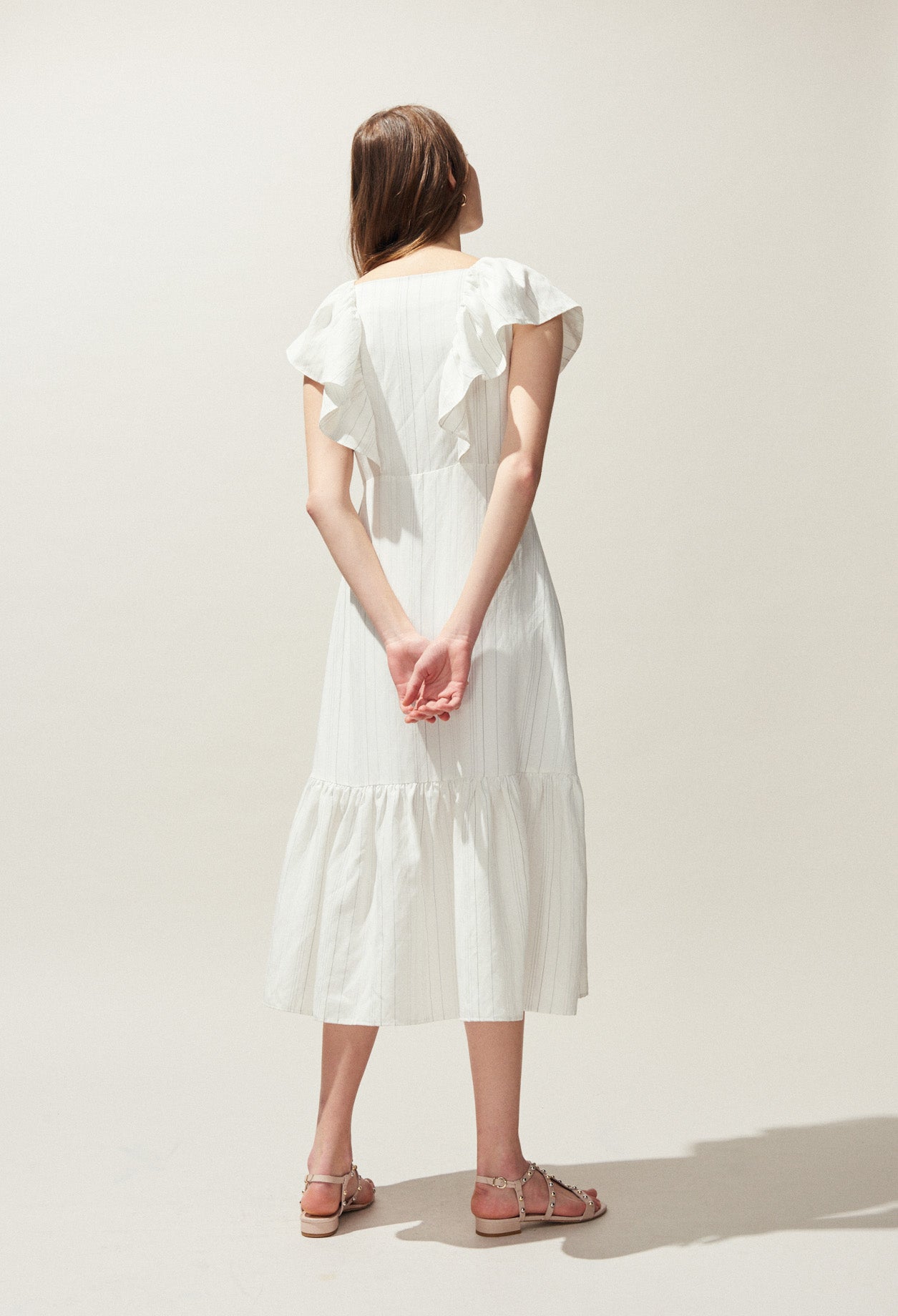 Robe longue en coton à volants Faume - seconde main