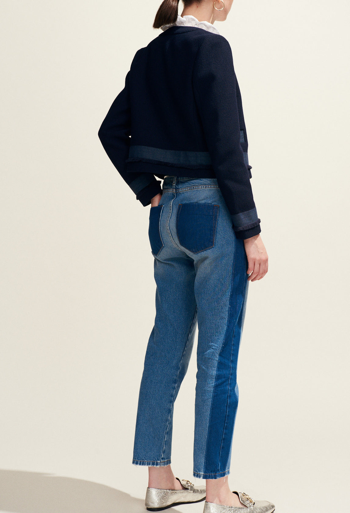 Veste courte à bande jean Faume - seconde main