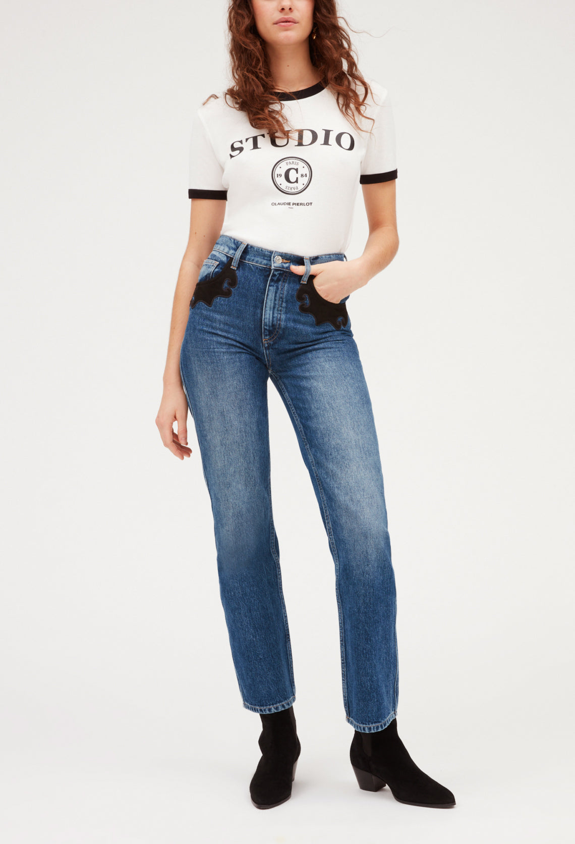 Jean mid-blue western Faume - seconde main