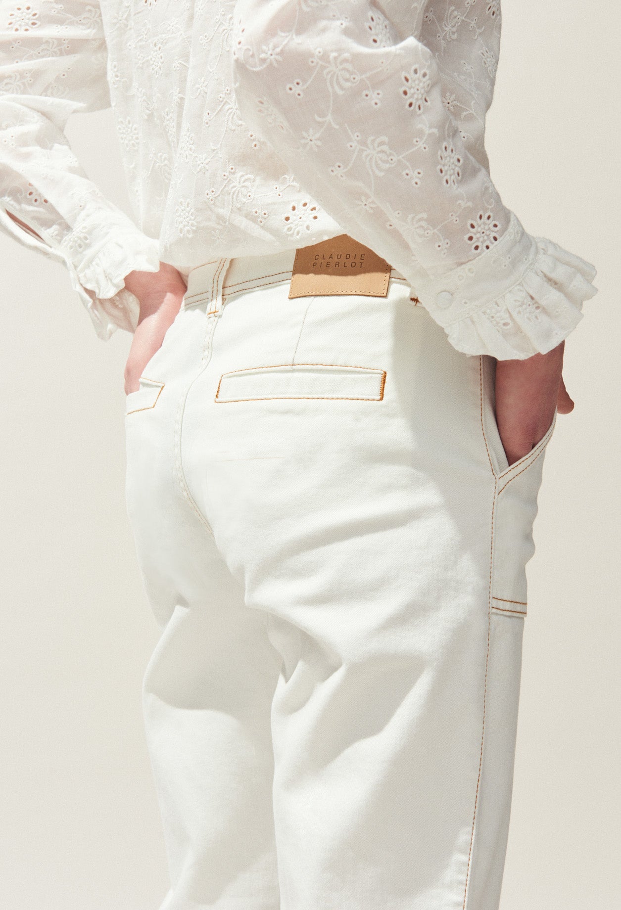 Jean à surpiqûres contrastées Faume - seconde main