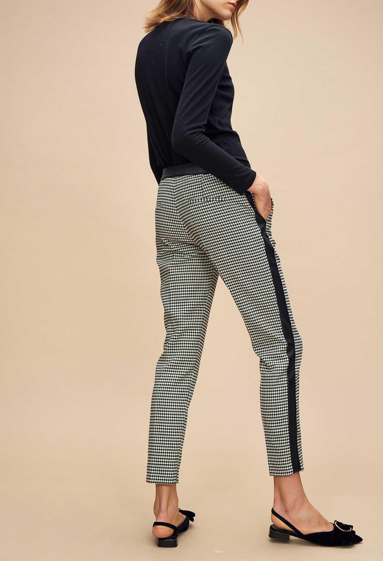 Pantalon pied de coq bande sporty Faume - seconde main