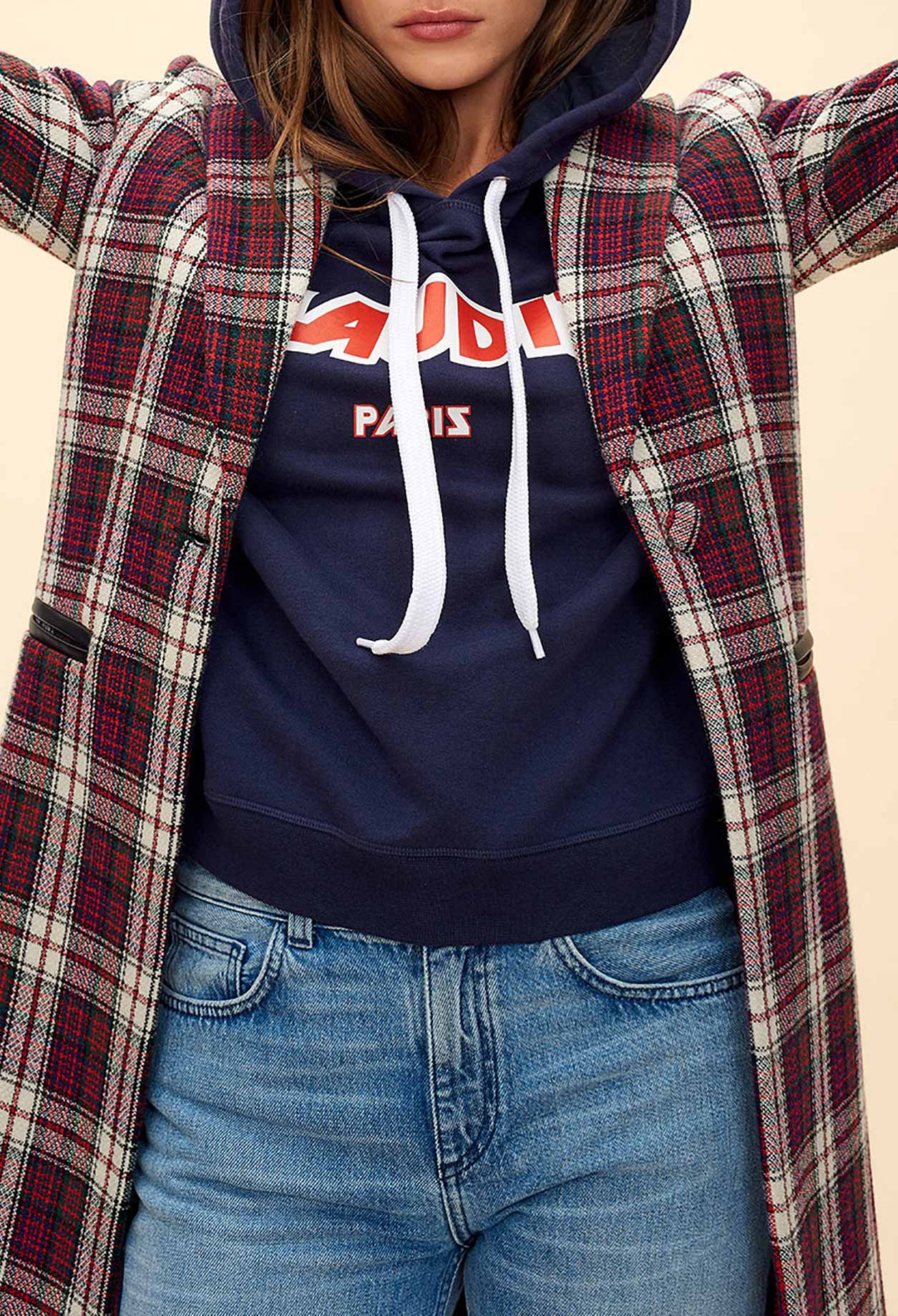 Manteau en laine motif carreaux Faume - seconde main