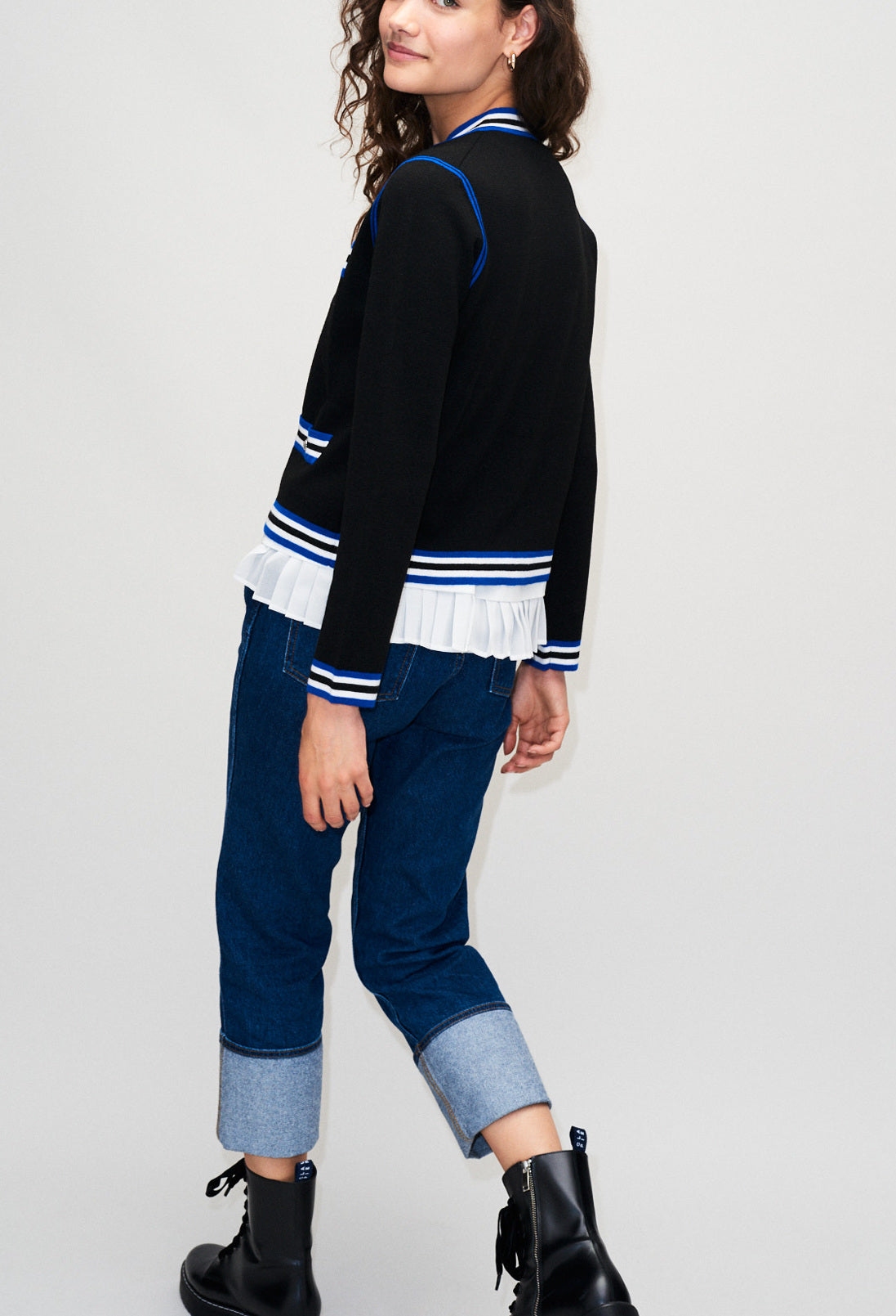 Cardigan bleu contrasté Faume - seconde main