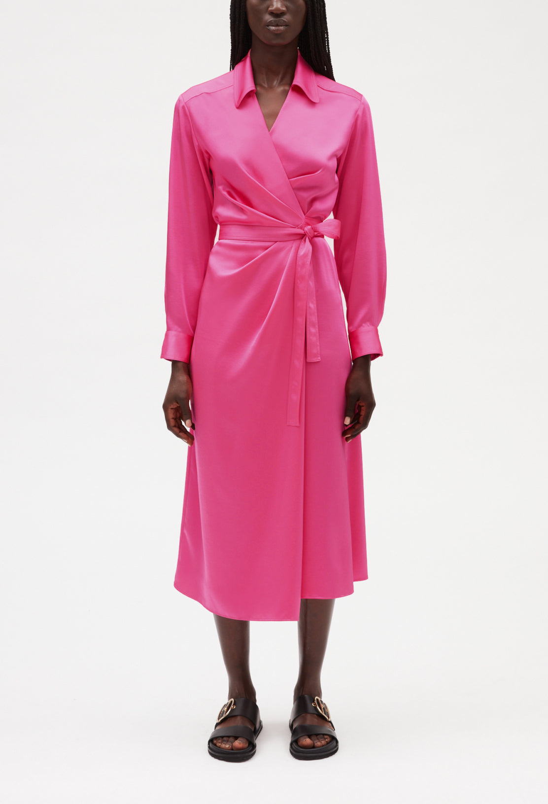 Robe midi portefeuille rose Faume - seconde main