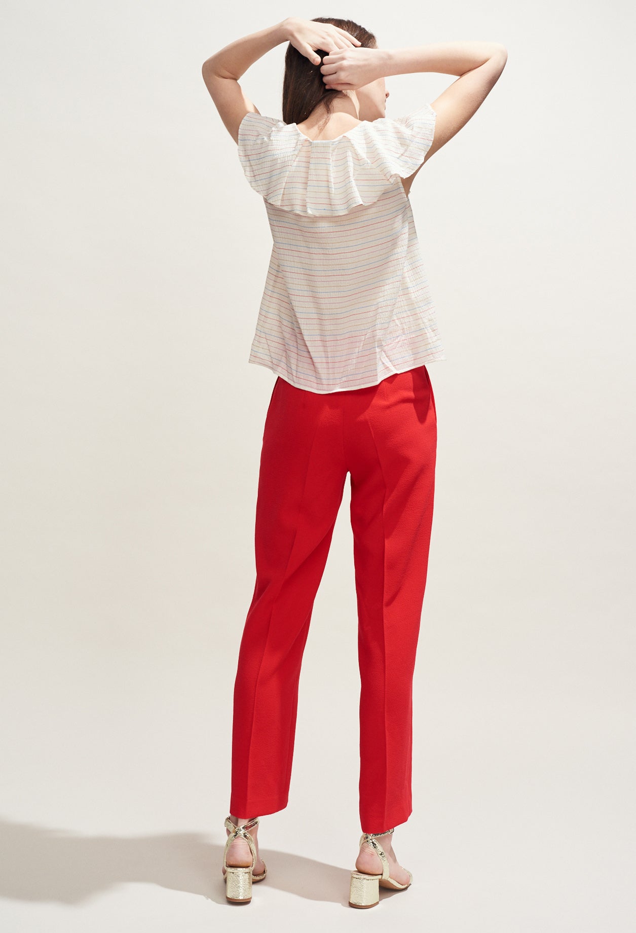 Top rayures bayadères à volant Faume - seconde main