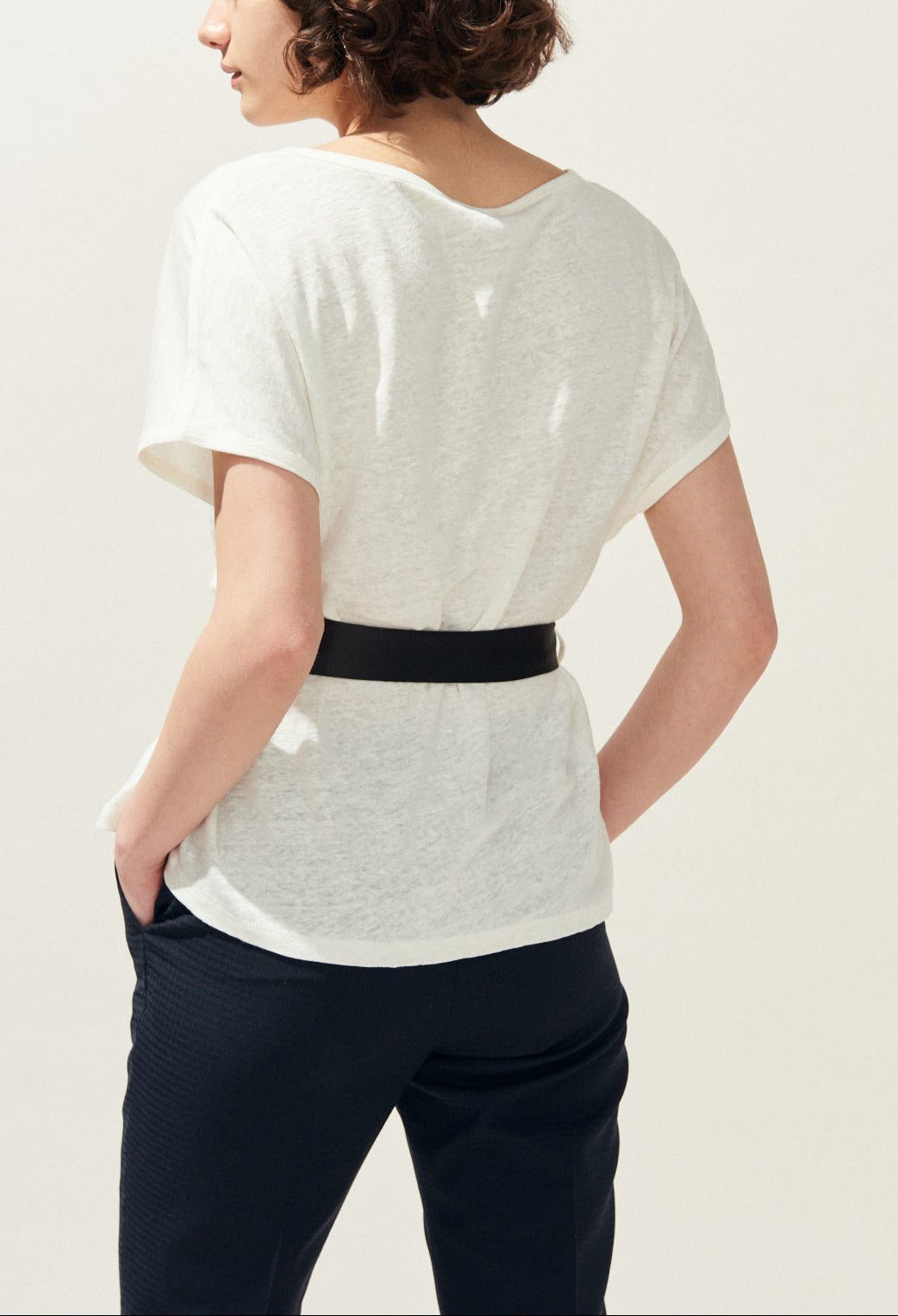 T-shirt en lin ceinturé Faume - seconde main