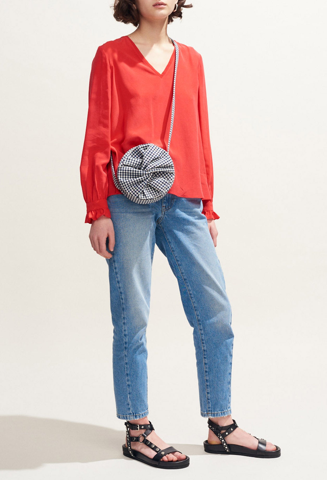 Top fluide col V dos plissé uni Faume - seconde main