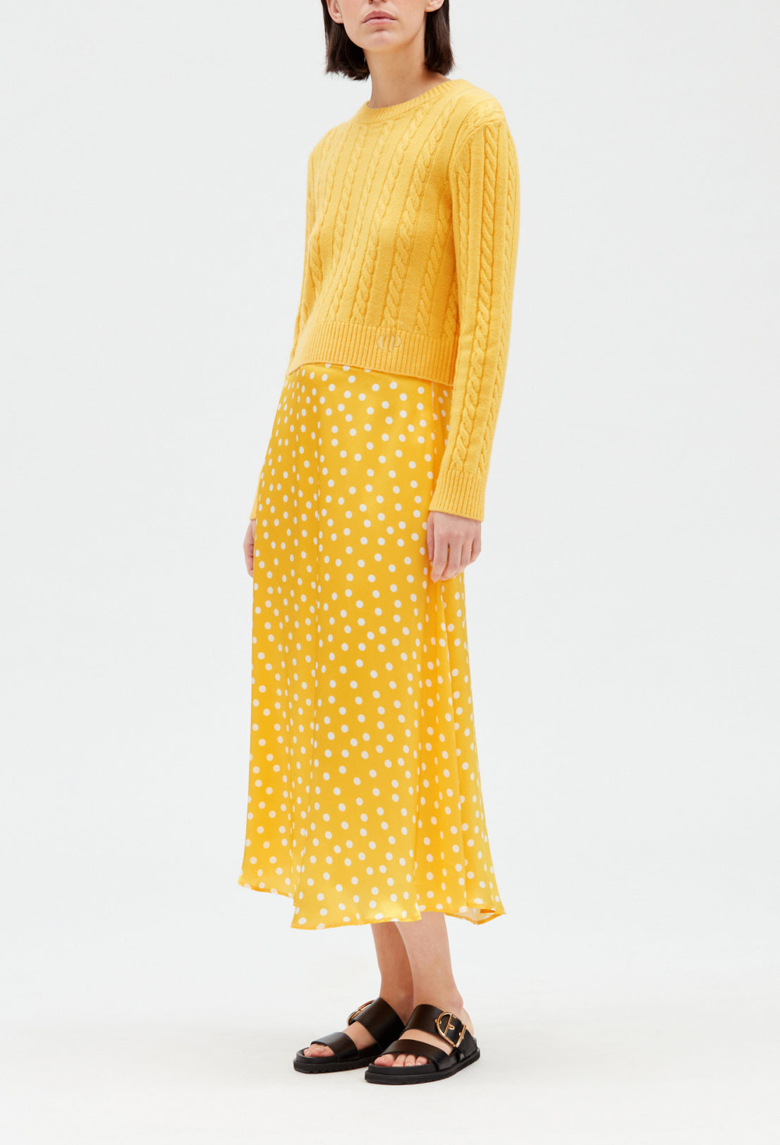 Jupe midi soie jaune Faume - seconde main