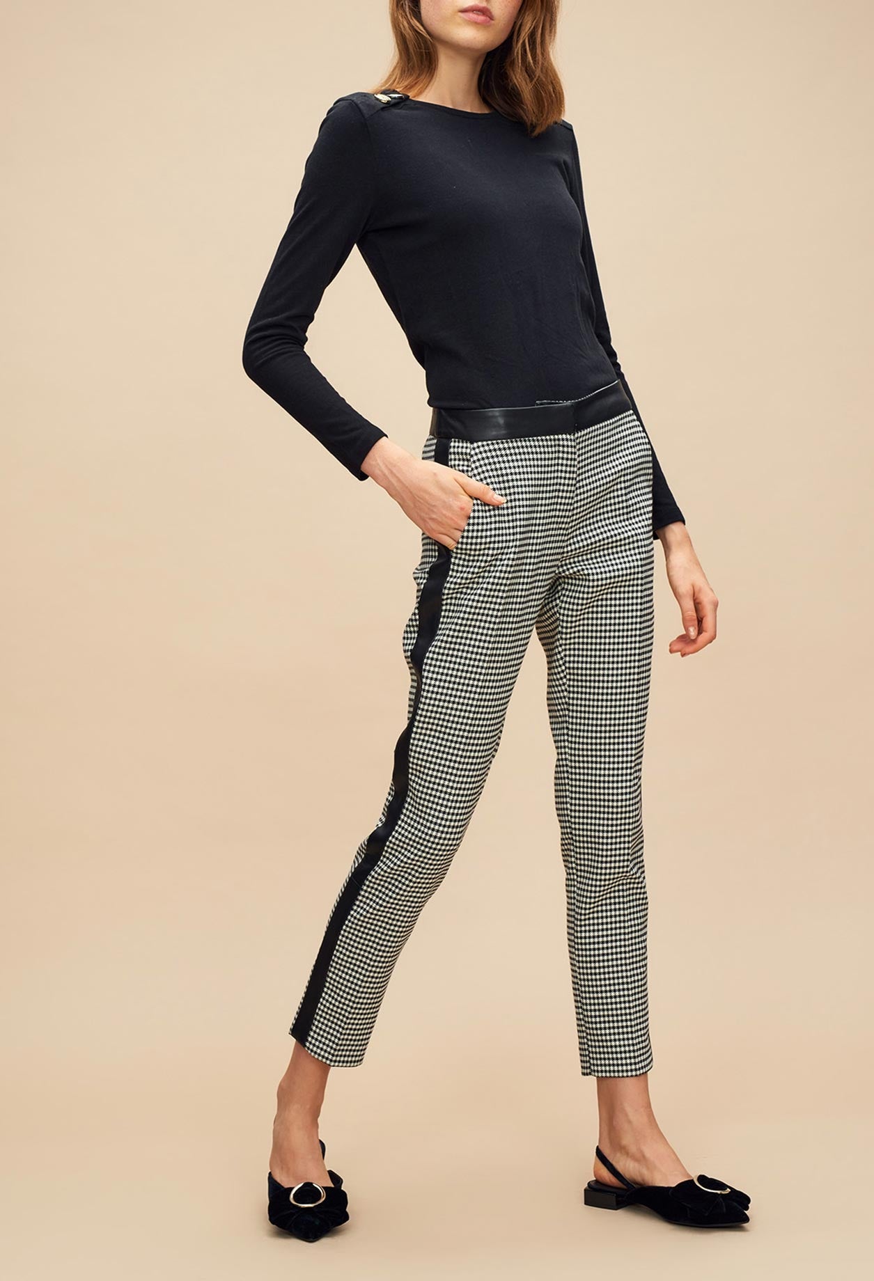 Pantalon pied de coq bande sporty Faume - seconde main