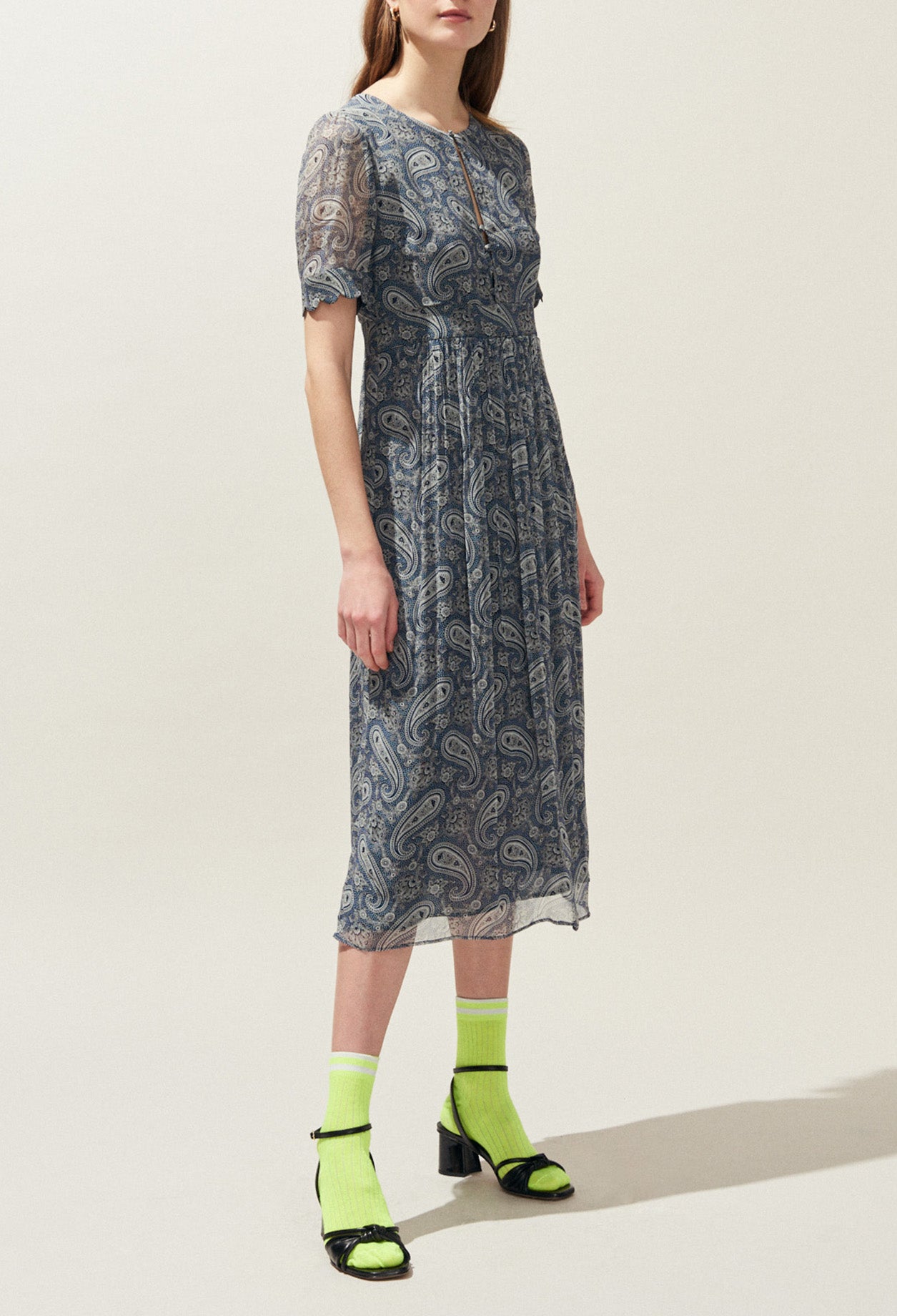 Robe longue fluide imprimé cachemire Faume - seconde main