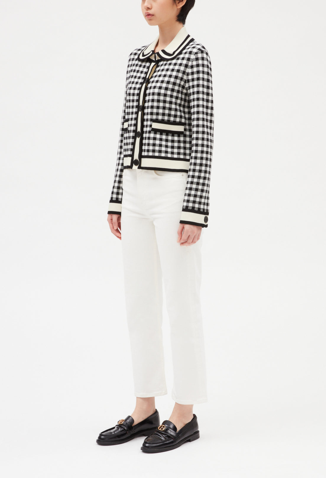 Cardigan vichy col claudine Faume - seconde main