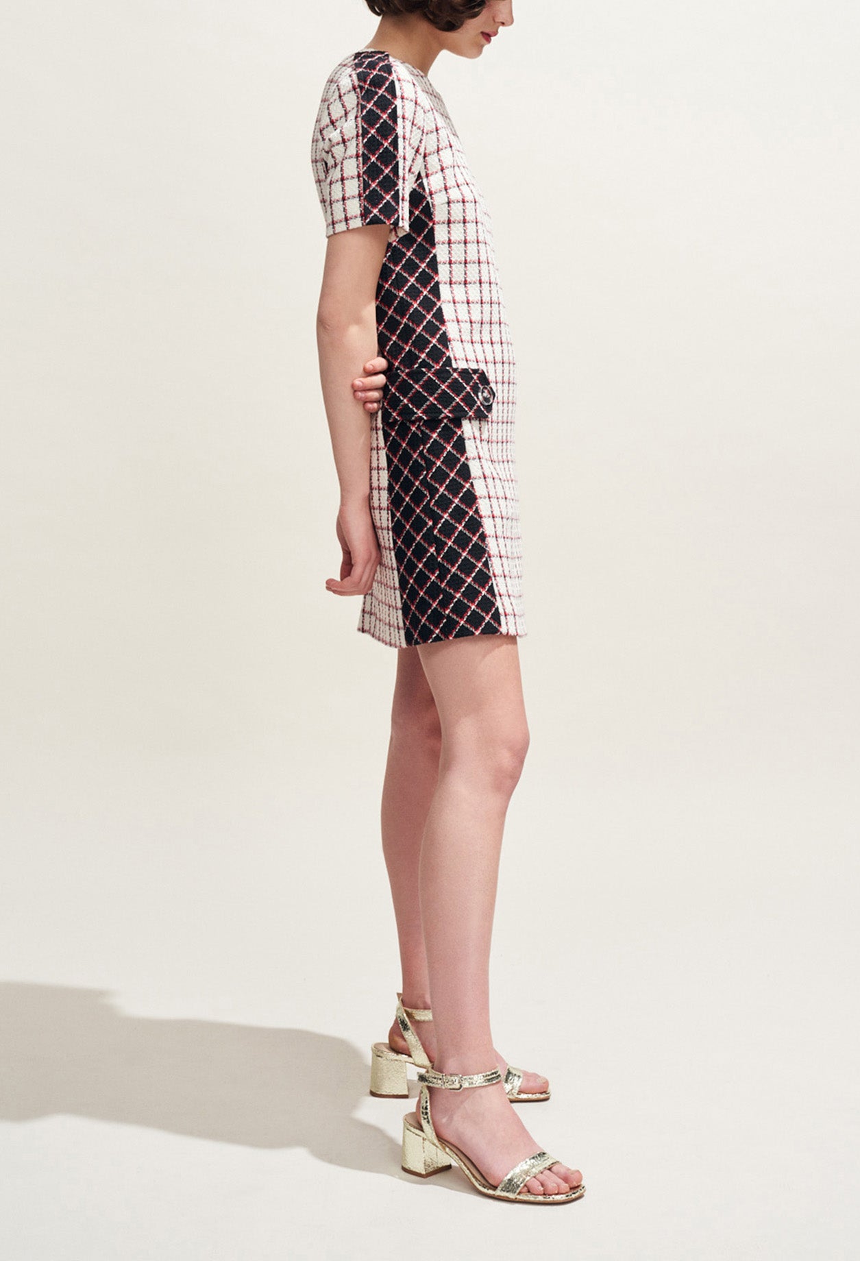 Robe droite en tweed à carreaux Faume - seconde main