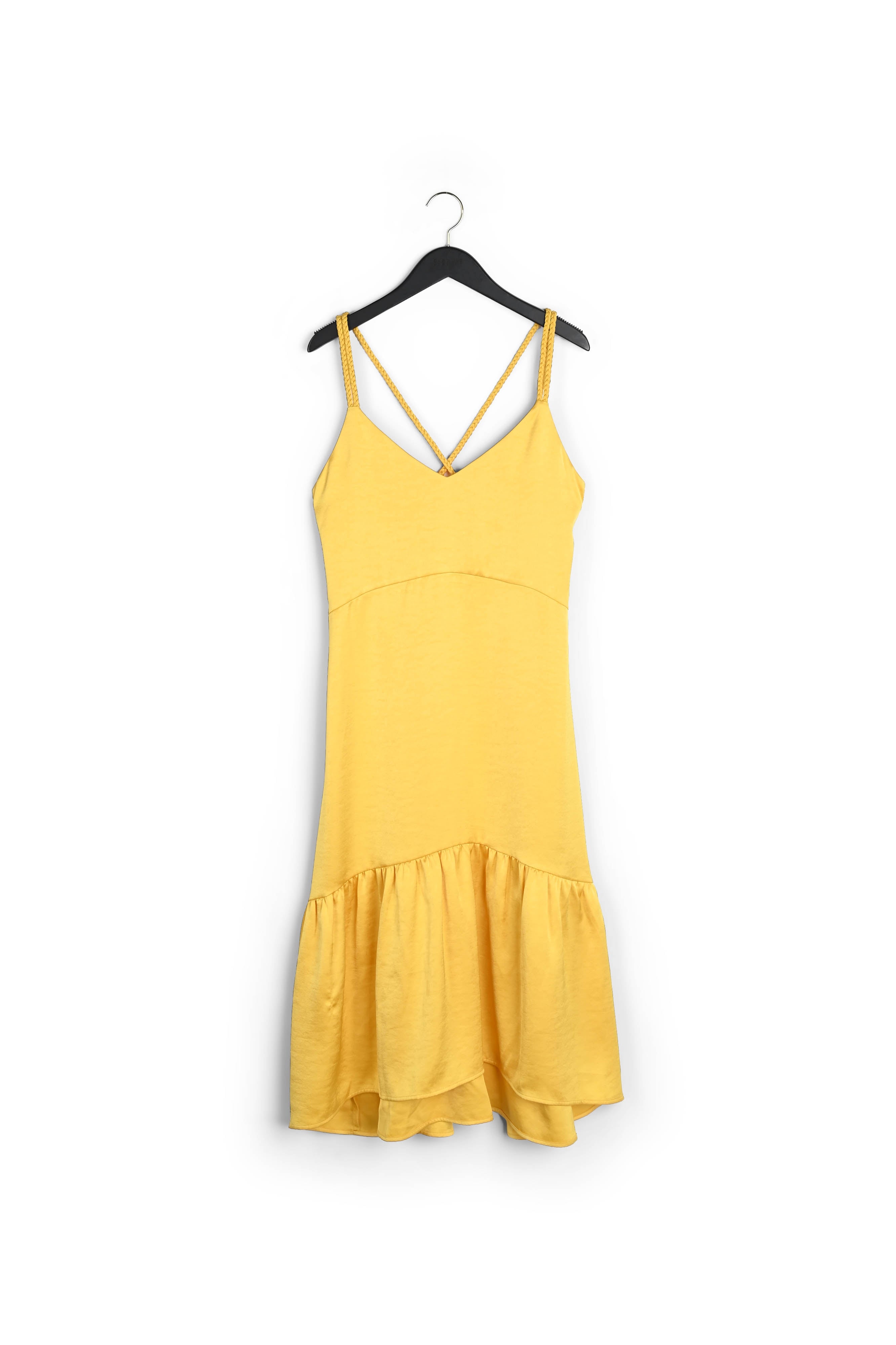 Robe midi satinée jaune Faume - seconde main