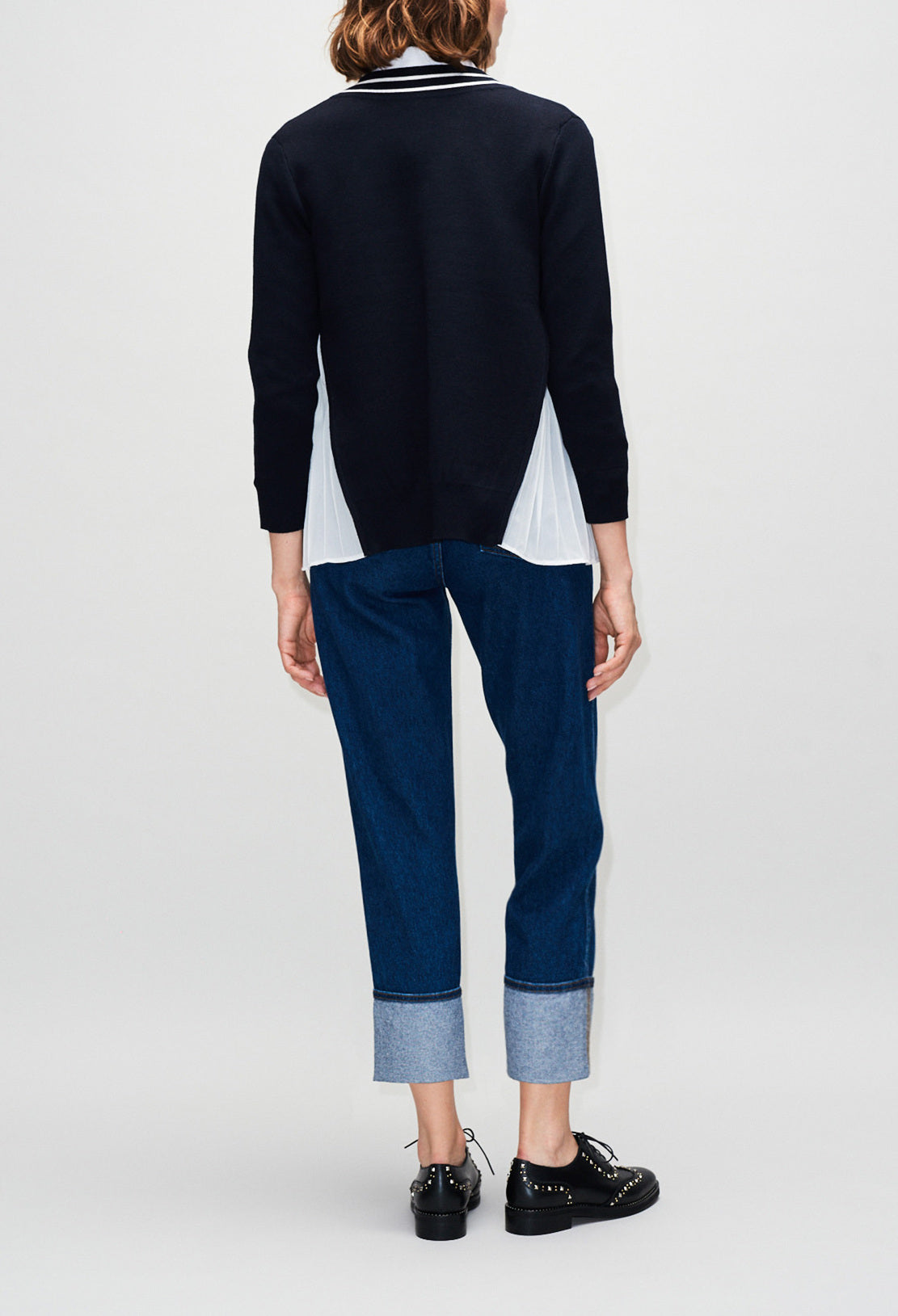 Pull 2 en 1 col V à bandes contrastées Faume - seconde main