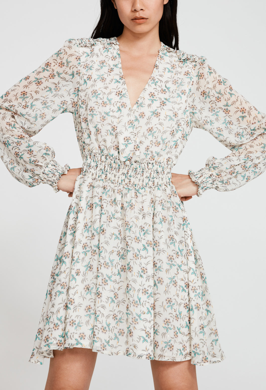 Robe courte motif floral métallisé Faume - seconde main