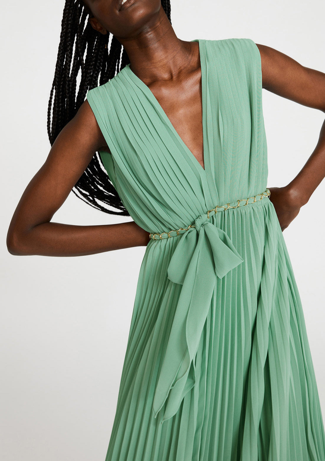 Robe midi plissée ceinturée Faume - seconde main