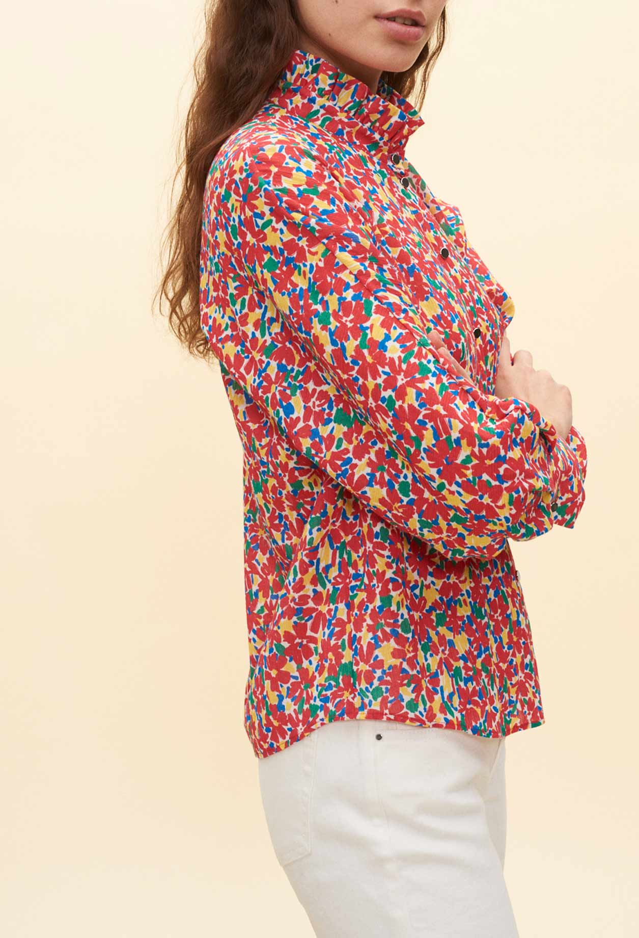 Chemise imprimée à col victorien Faume - seconde main