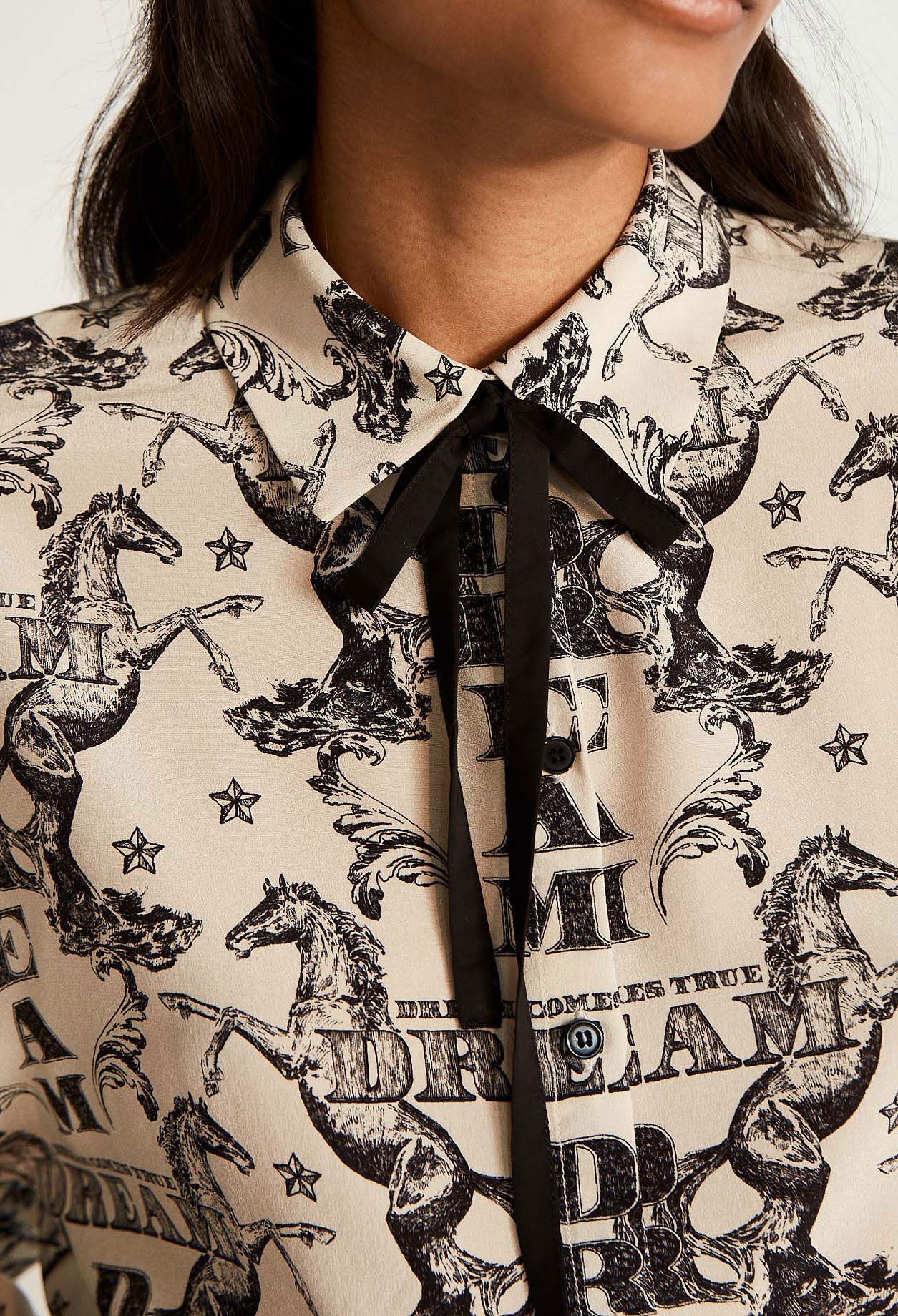 Chemise imprimée à lavallière Faume - seconde main