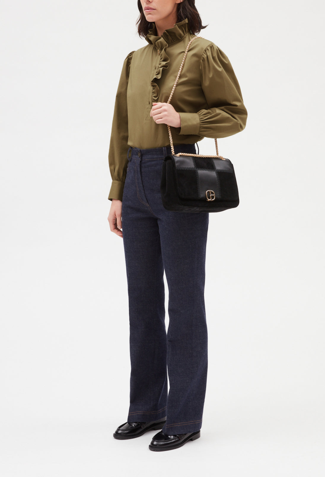 Blouse volants kaki Faume - seconde main