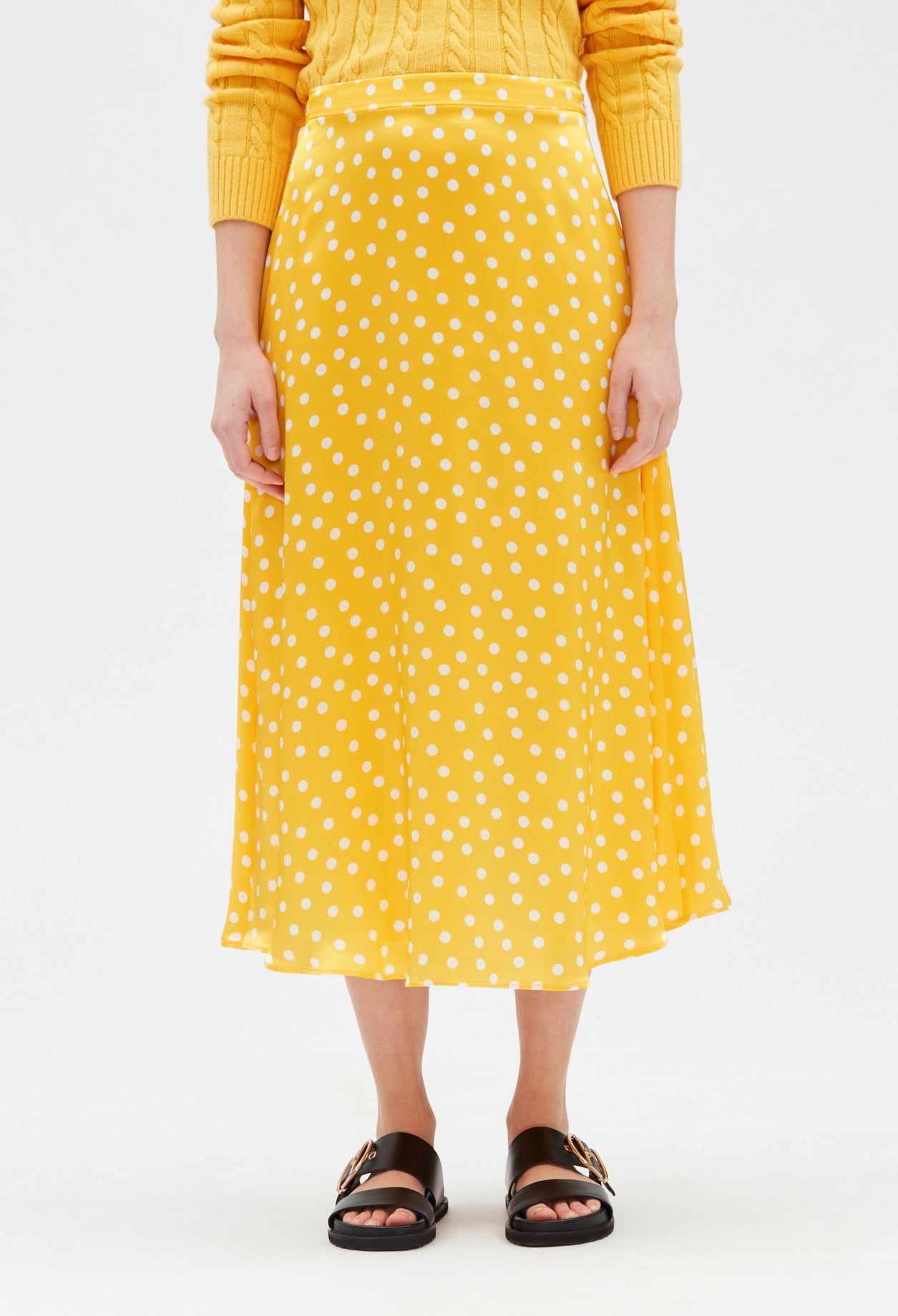 Jupe midi soie jaune Faume - seconde main