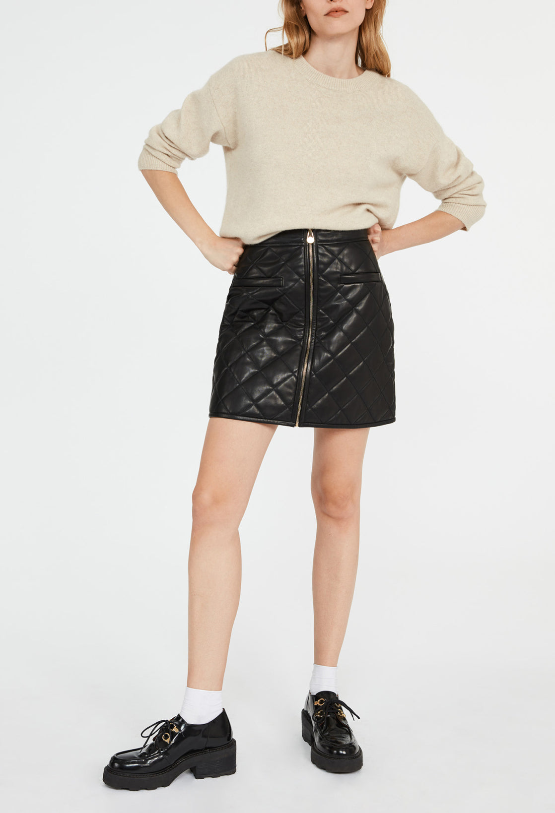 Jupe matelassée cuir Faume - seconde main