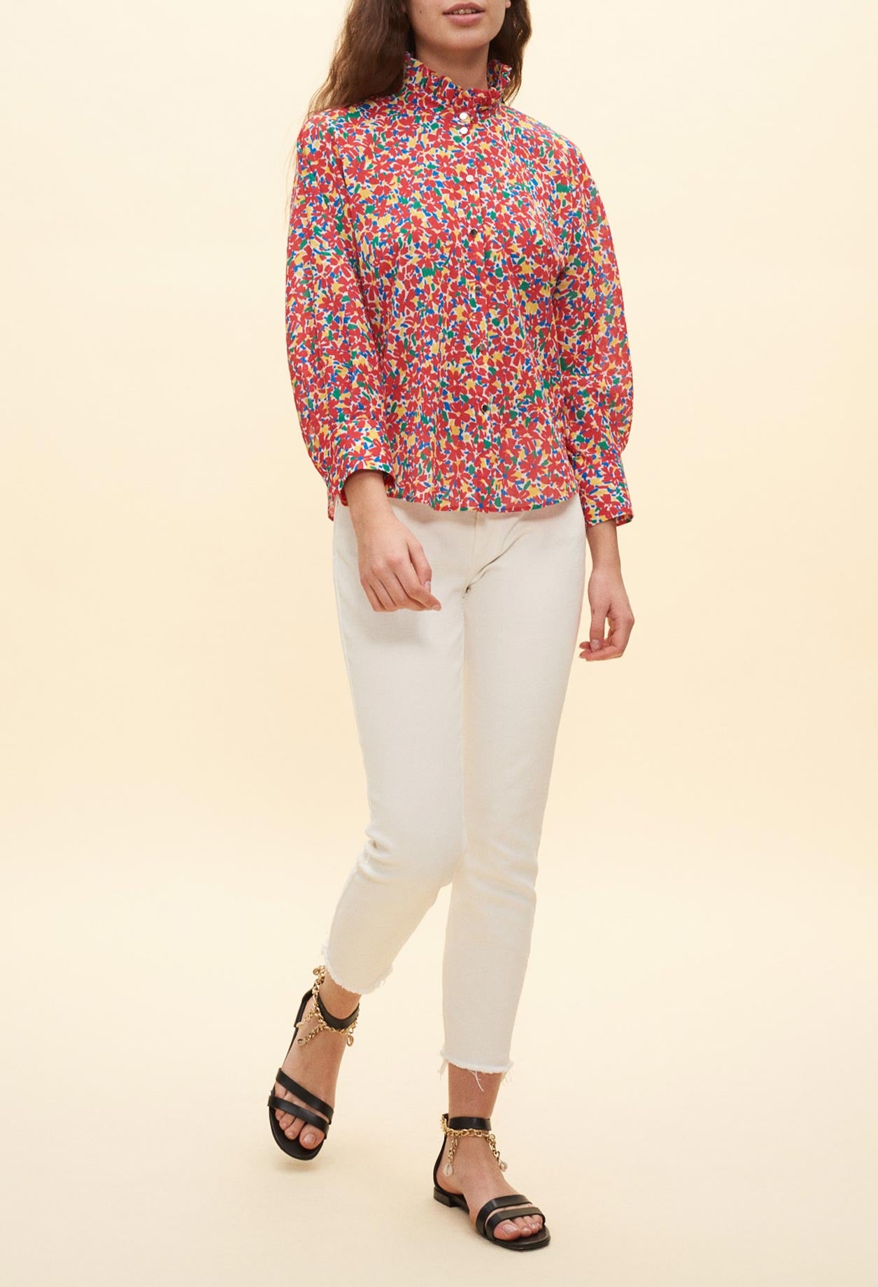 Chemise imprimée à col victorien Faume - seconde main