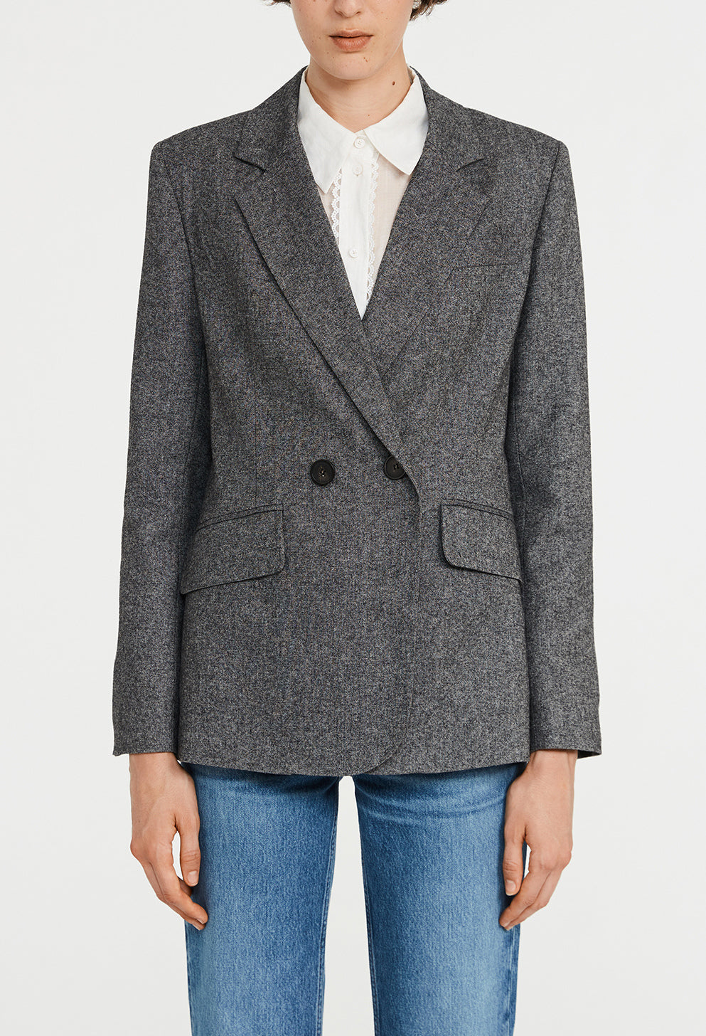 Veste tailleur gris chiné Faume - seconde main