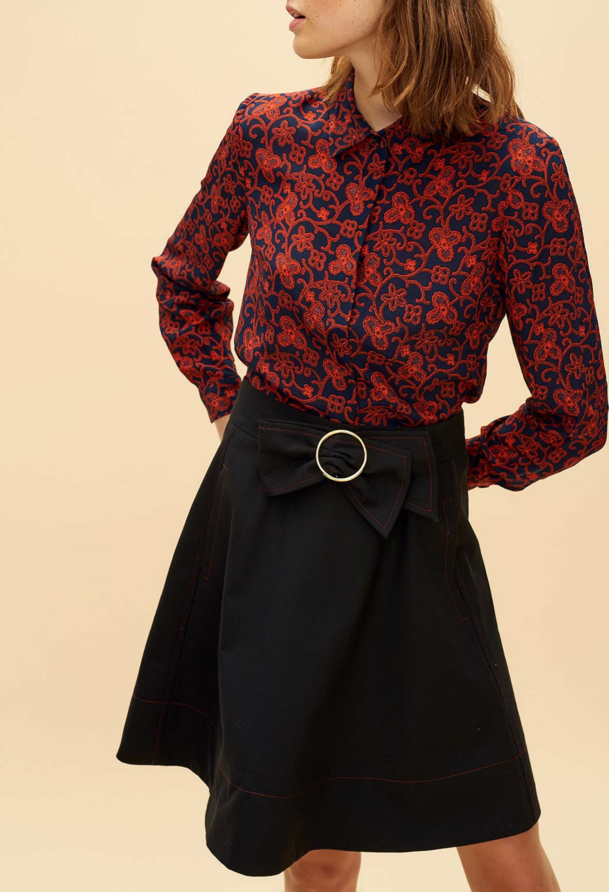 Jupe trapèze ceinturée Faume - seconde main