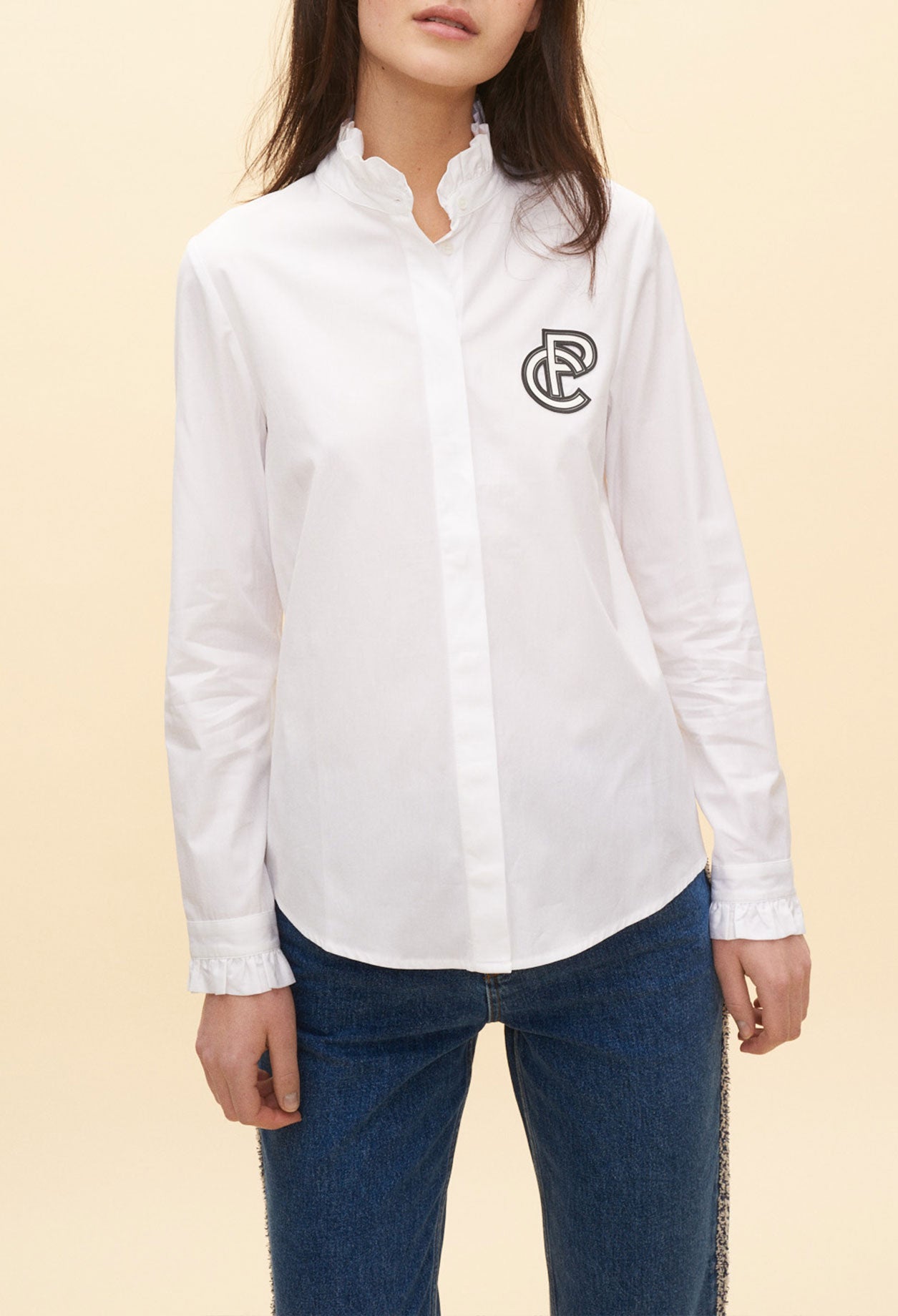 Chemise à col montant plissé Faume - seconde main