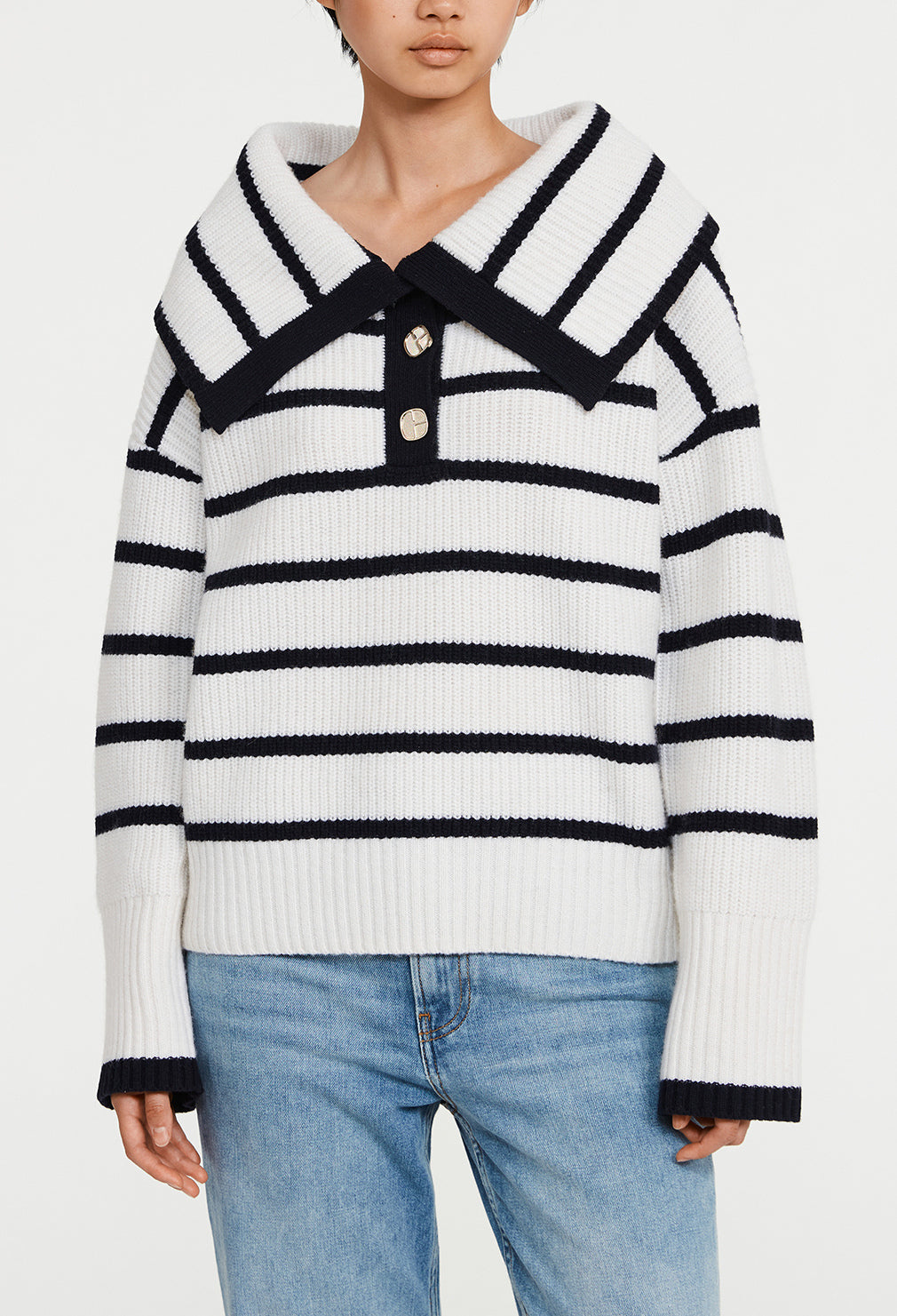 Pull bicolore à rayures laine Faume - seconde main